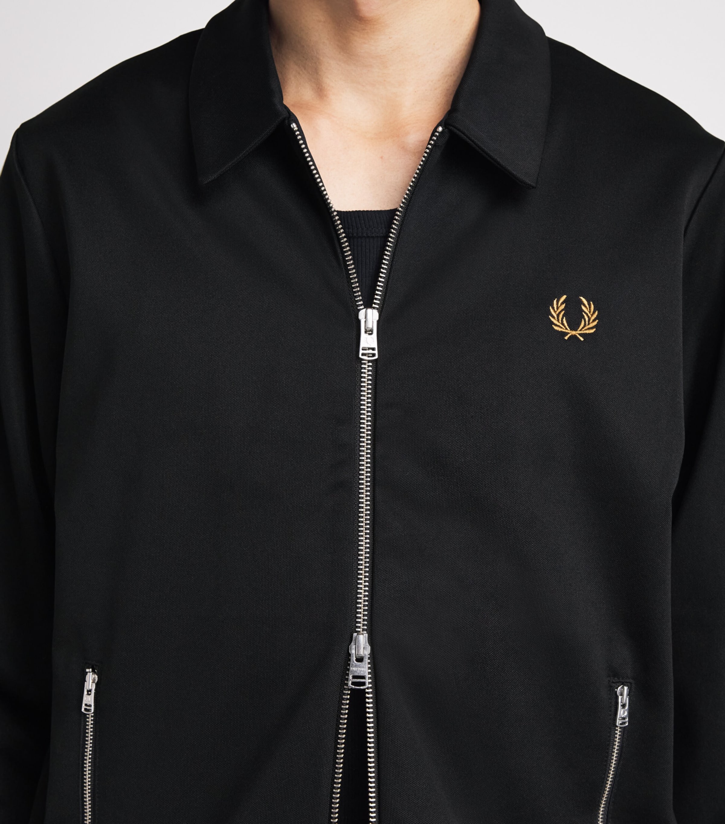 Fred Perry Mens Tipped Tape Track Jacket Black Image 3