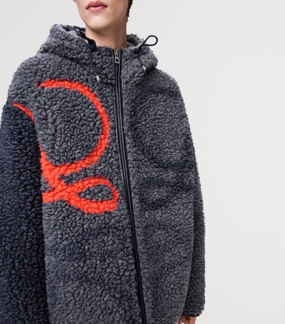 Fleece Anagram Hooded Jacket NAVY/ORANGE Image 5