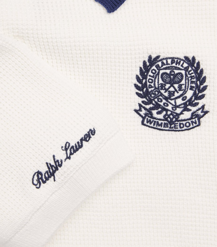 Polo Ralph Lauren Mens x Wimbledon Cotton Waffle-Knit Polo Shirt Classic Oxford White Image 6