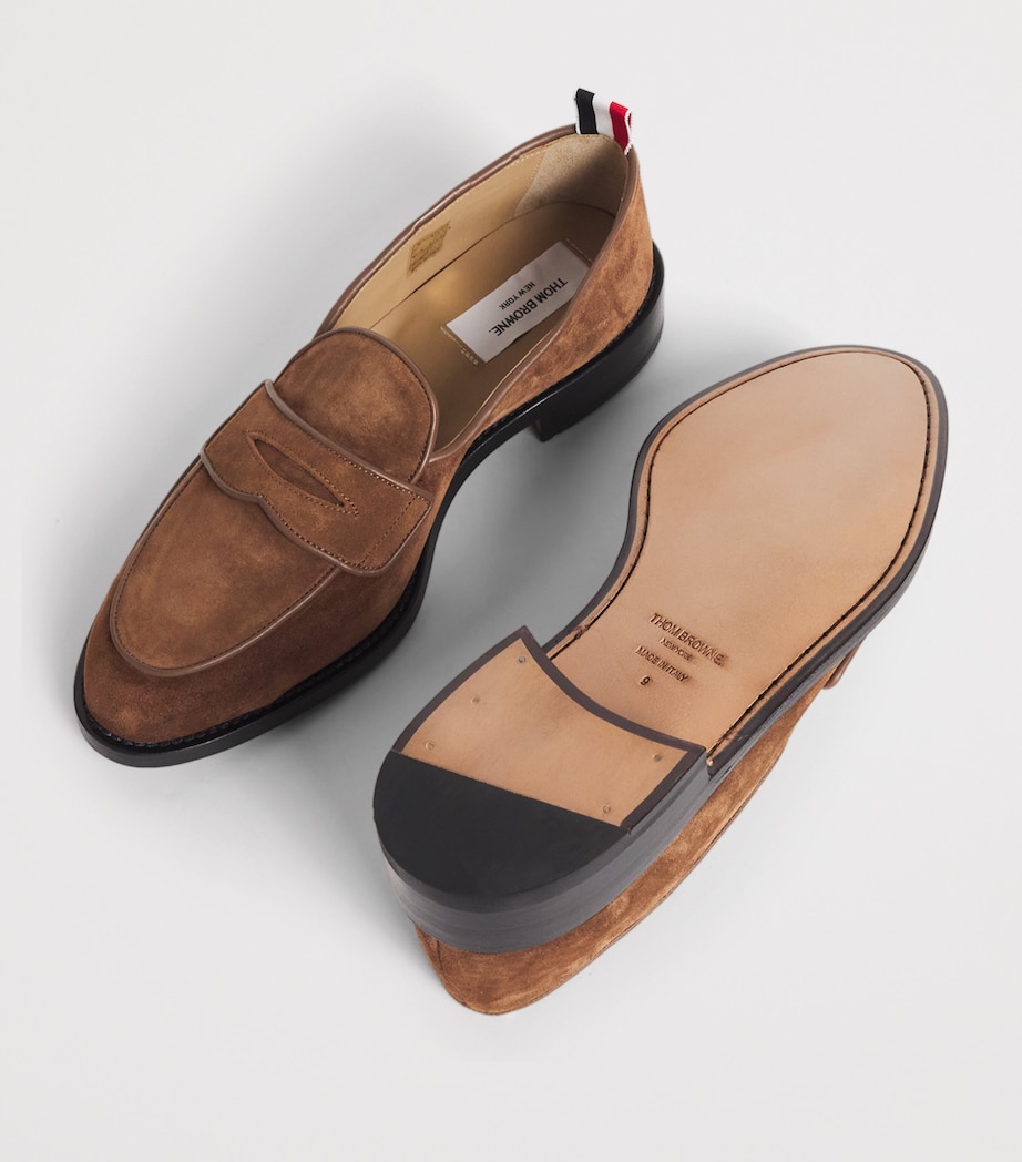 Leather Varsity Penny Loafers DARK BROWN Image 7