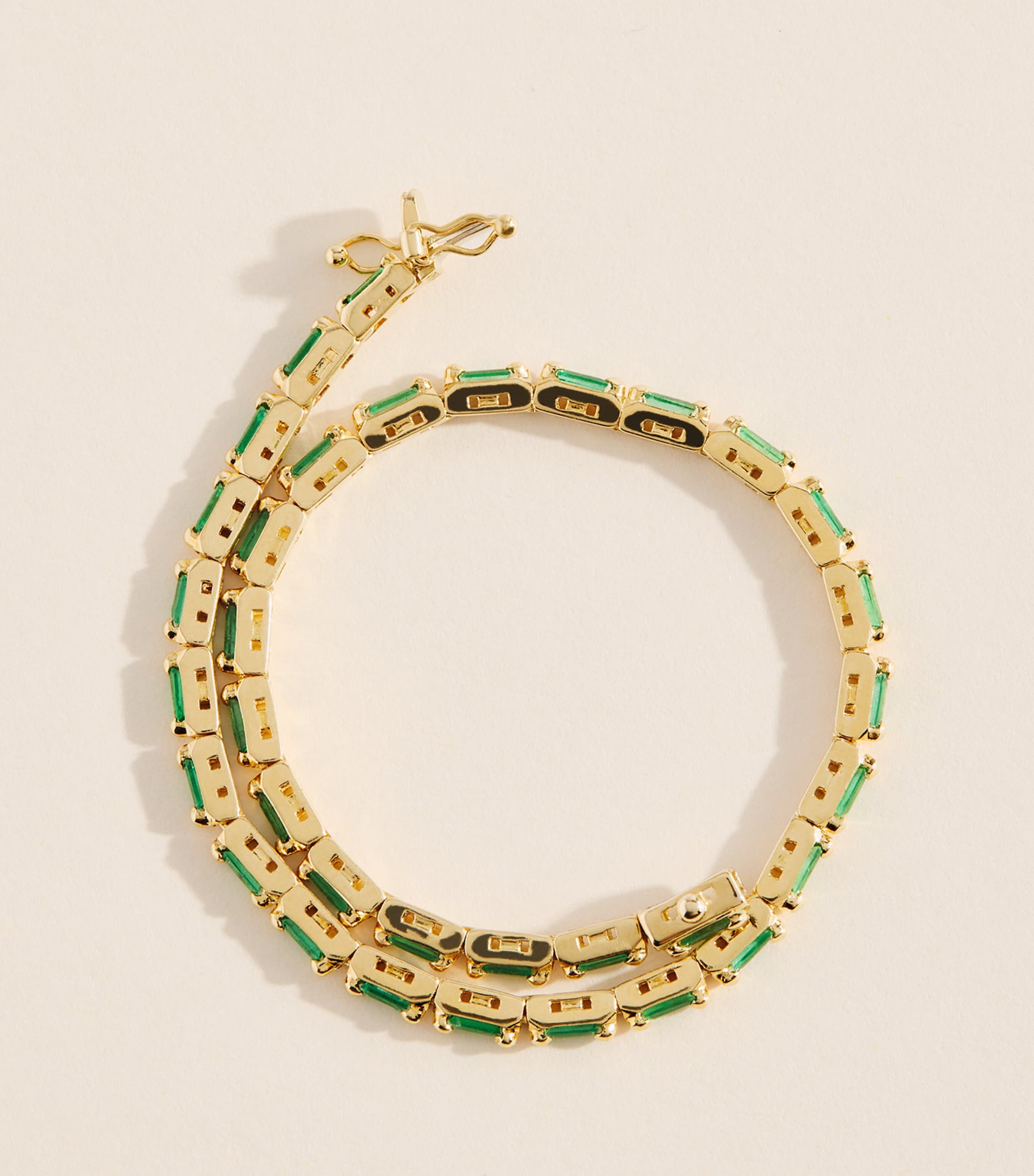 Suzanne Kalan Yellow Gold and Emerald Bold Linear Tennis Bracelet Yg/emer Image 3