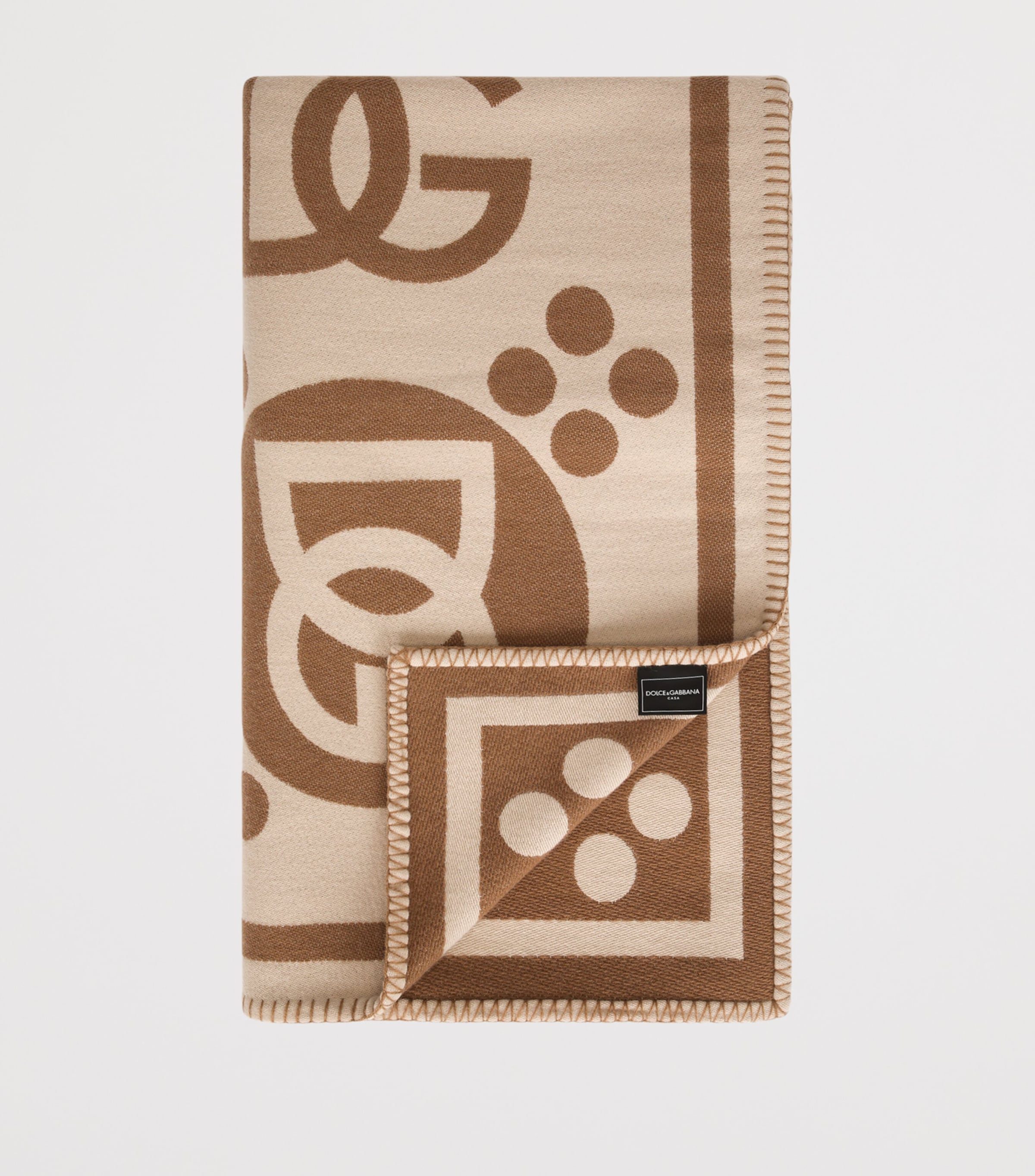 Wool Logo Jacquard Throw (140cm x 180cm) U0052-MARRONE Image 2