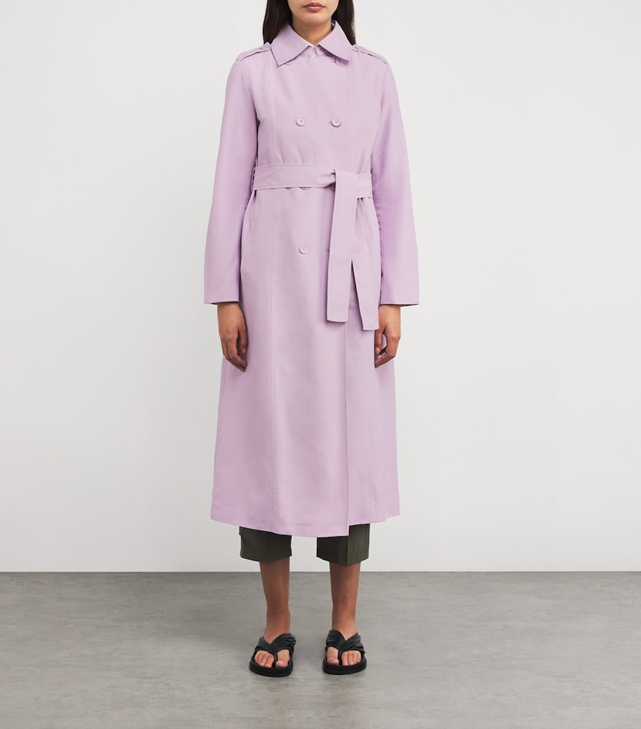 MAX&Co. Womens Cotton-Blend Trench Coat Lilac Image 3