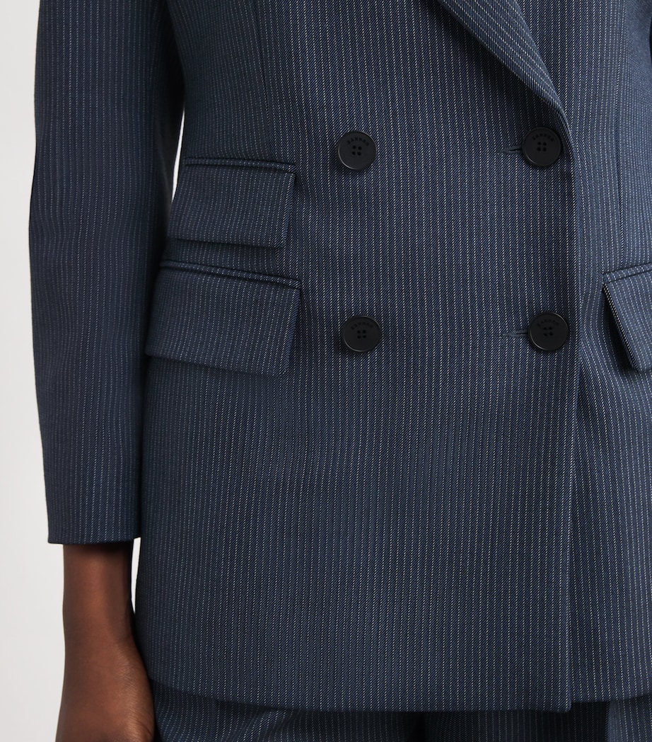 Pinstripe Double-Breasted Jacket BLUE Image 6