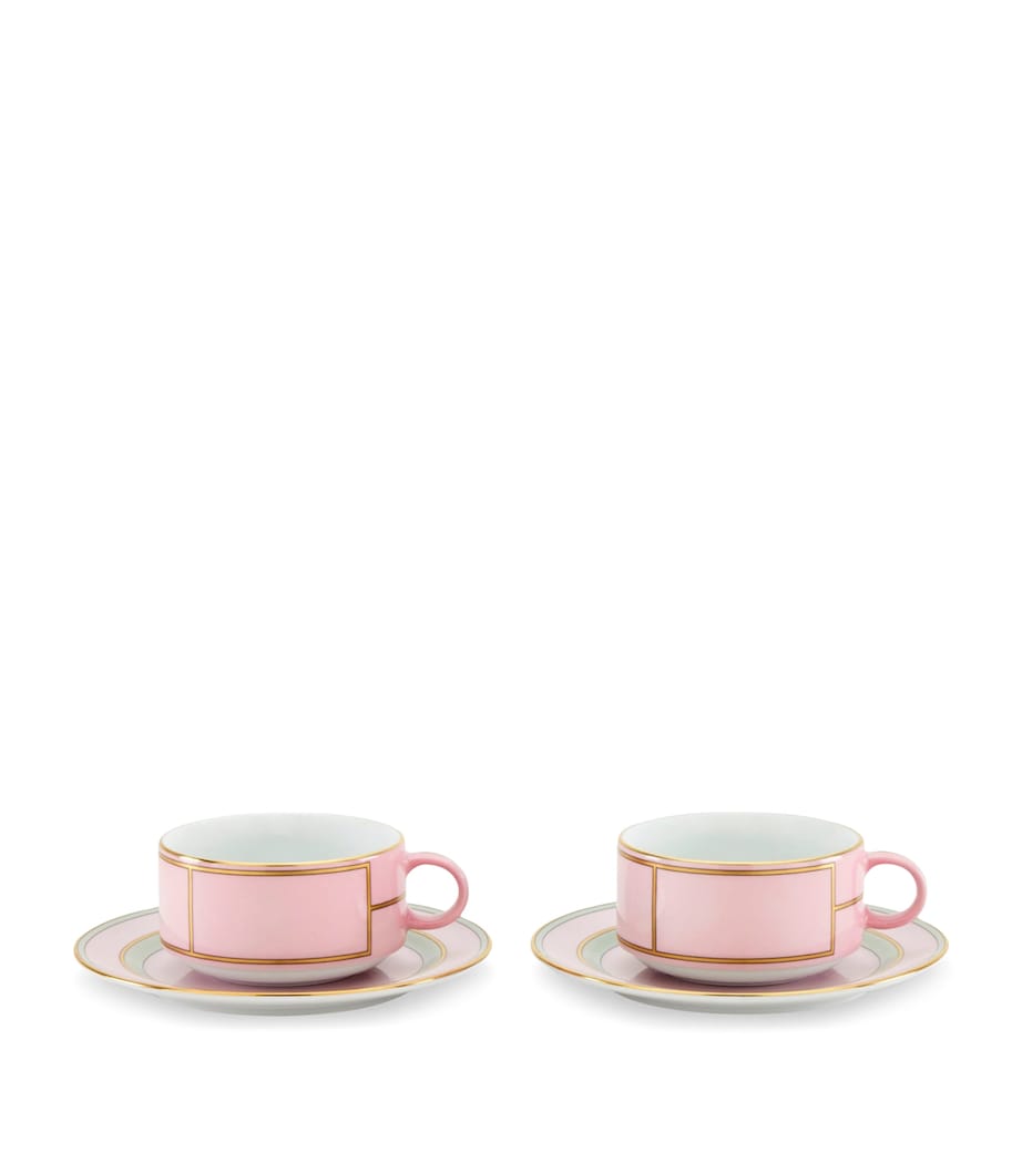 Set of 2 Porcelain Colonna Diva Rosa Teacups and Saucers G00134902 Image 1