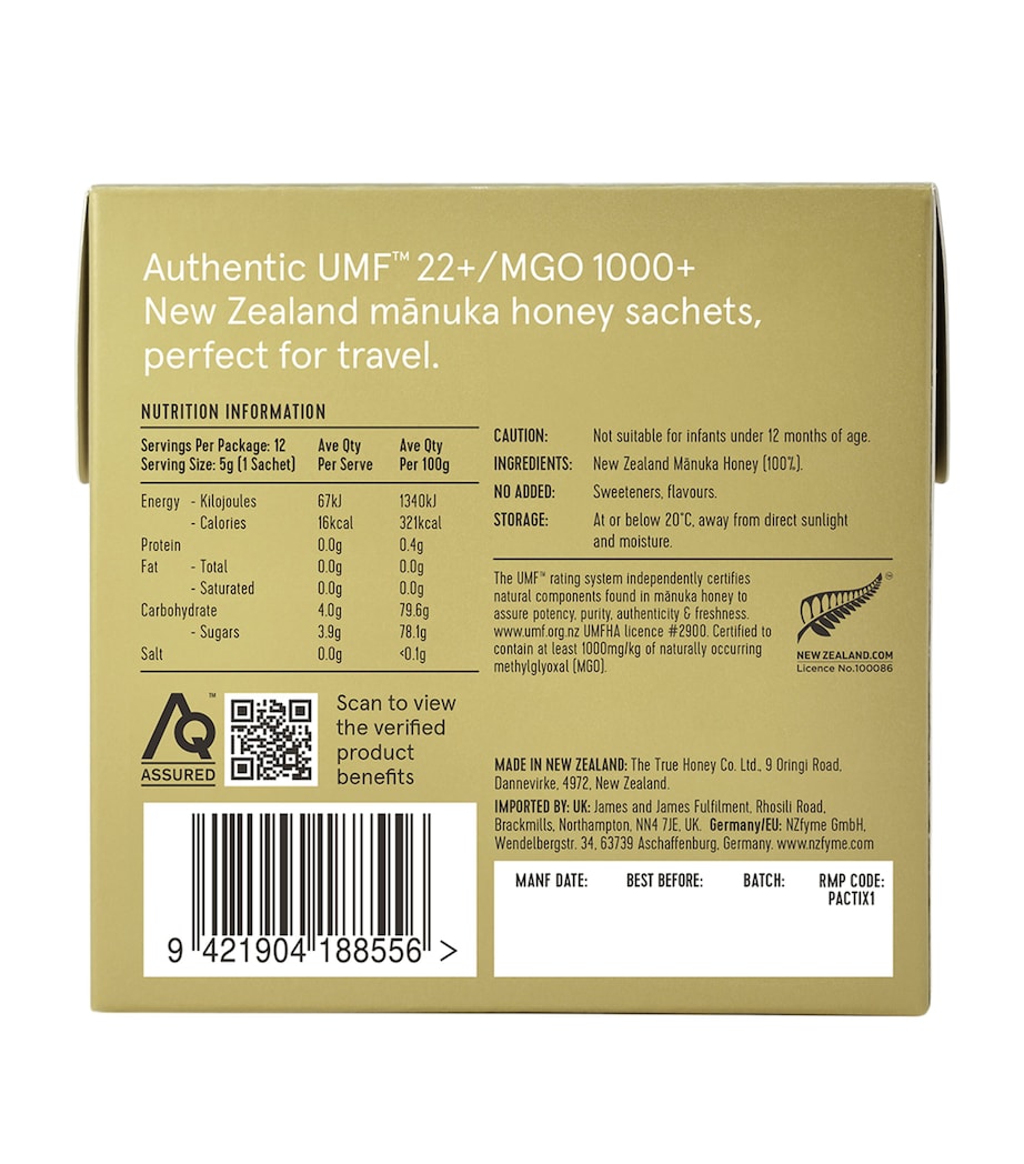 The True Honey Co UMF 22+ / 1000+ MGO Manuka Honey Sachets (12 x 5g) Image 8