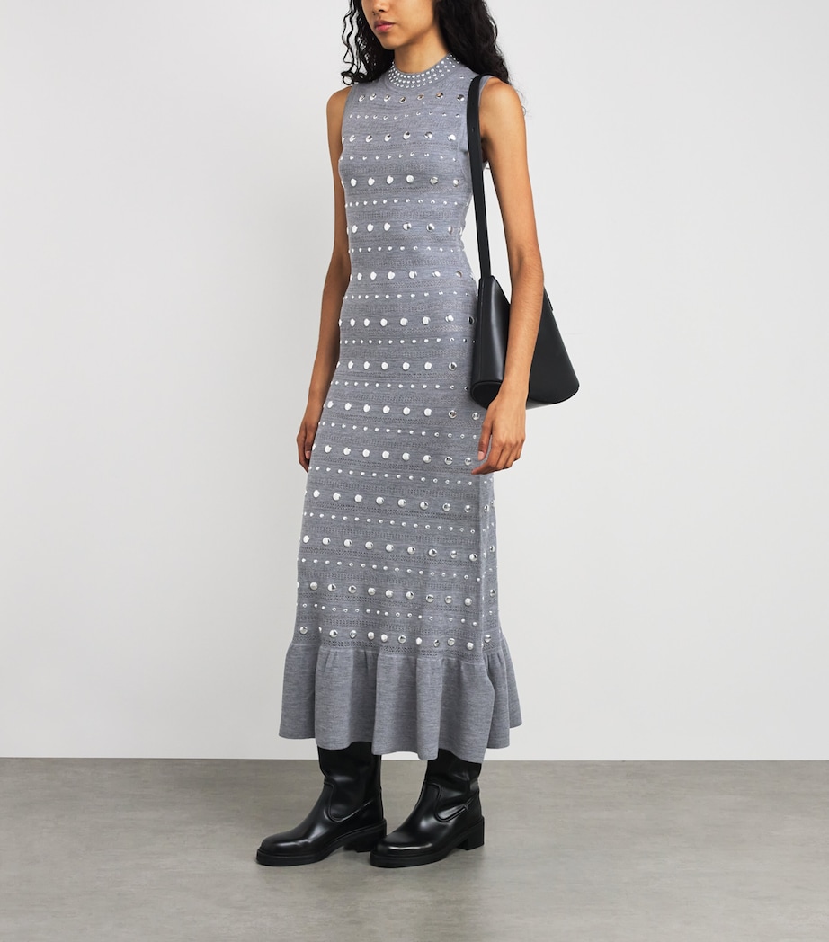 Wool-Blend Studded Maxi Dress GREY Image 2