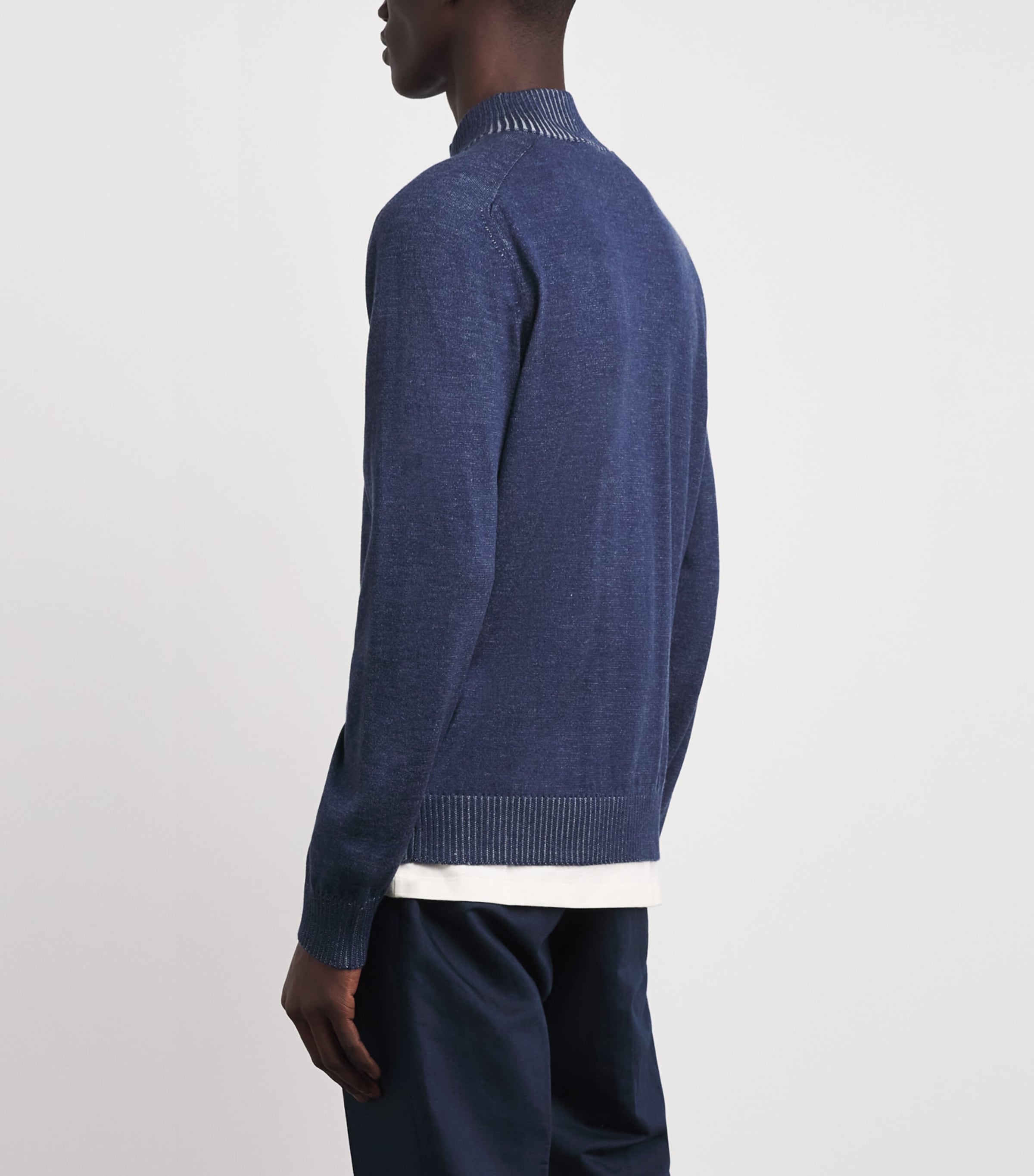 Paul & Shark Mens Cashmere-Silk Quarter-Zip Sweater Avio Melnge Aqua Image 5