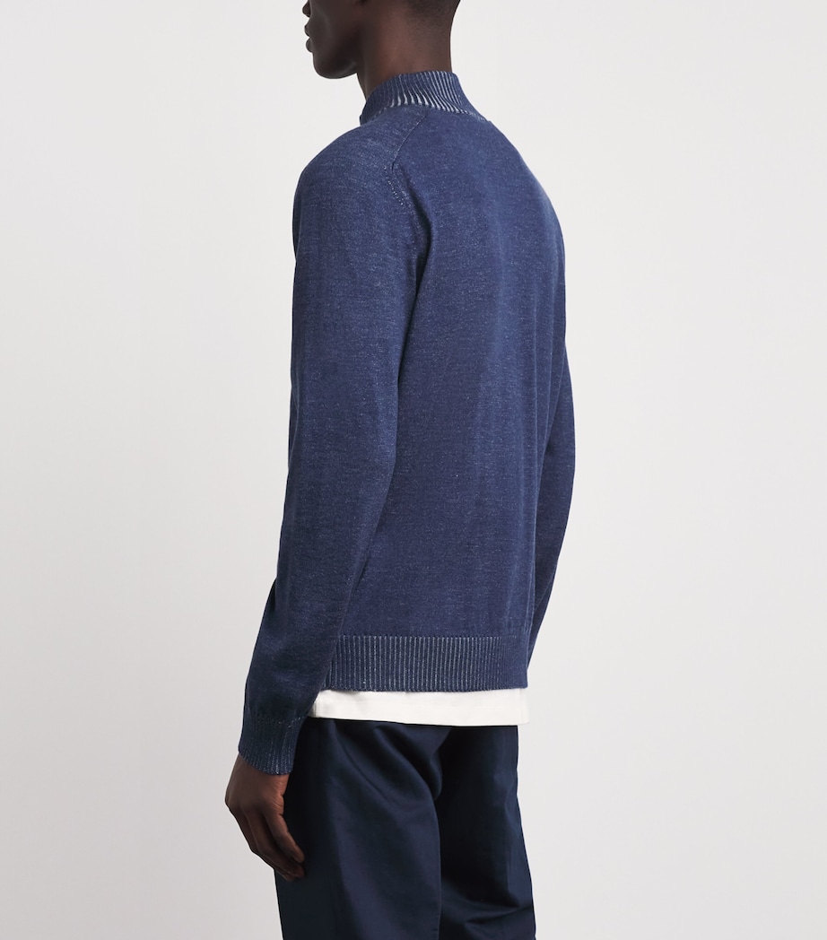 Paul & Shark Mens Cashmere-Silk Quarter-Zip Sweater Avio Melnge Aqua Image 5