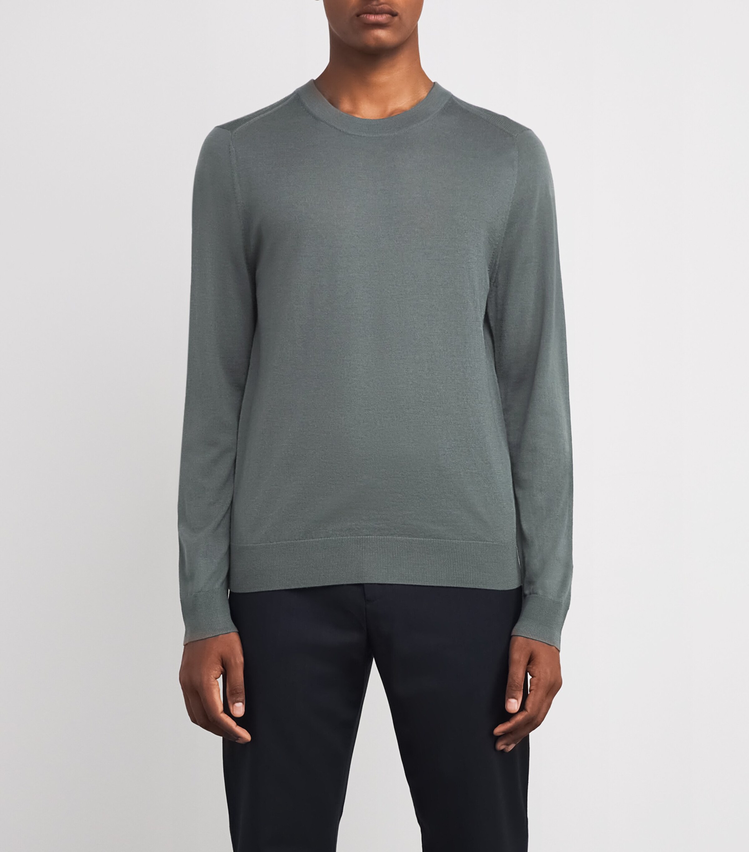 Paul Smith Mens Merino Crew-Neck Sweater Green Image 3