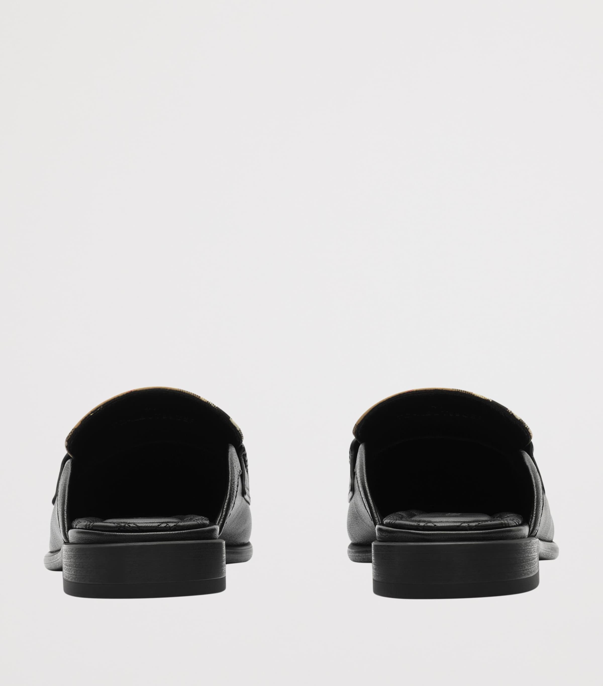 Burberry Leather Check Opal Mules Black / Archive Beig Image 3