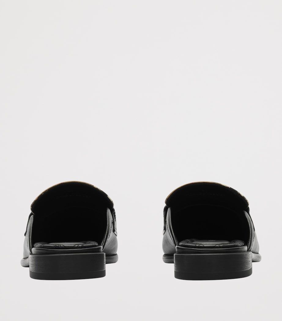 Burberry Leather Check Opal Mules Black / Archive Beig Image 3