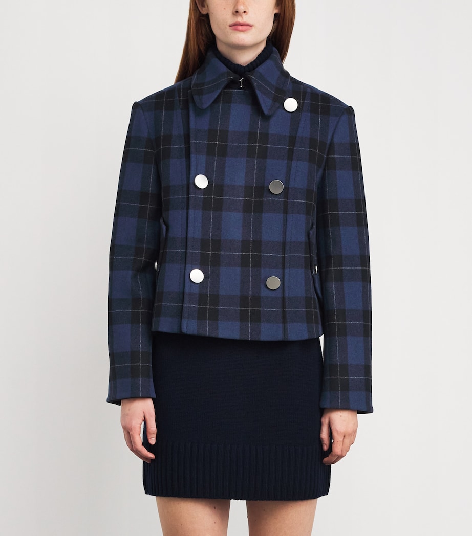 Wool-Blend Check Jacket NAVY Image 3