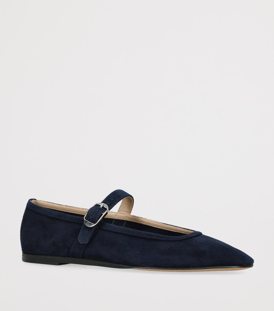 Suede Mary Jane Ballet Flats NAVY Image 3