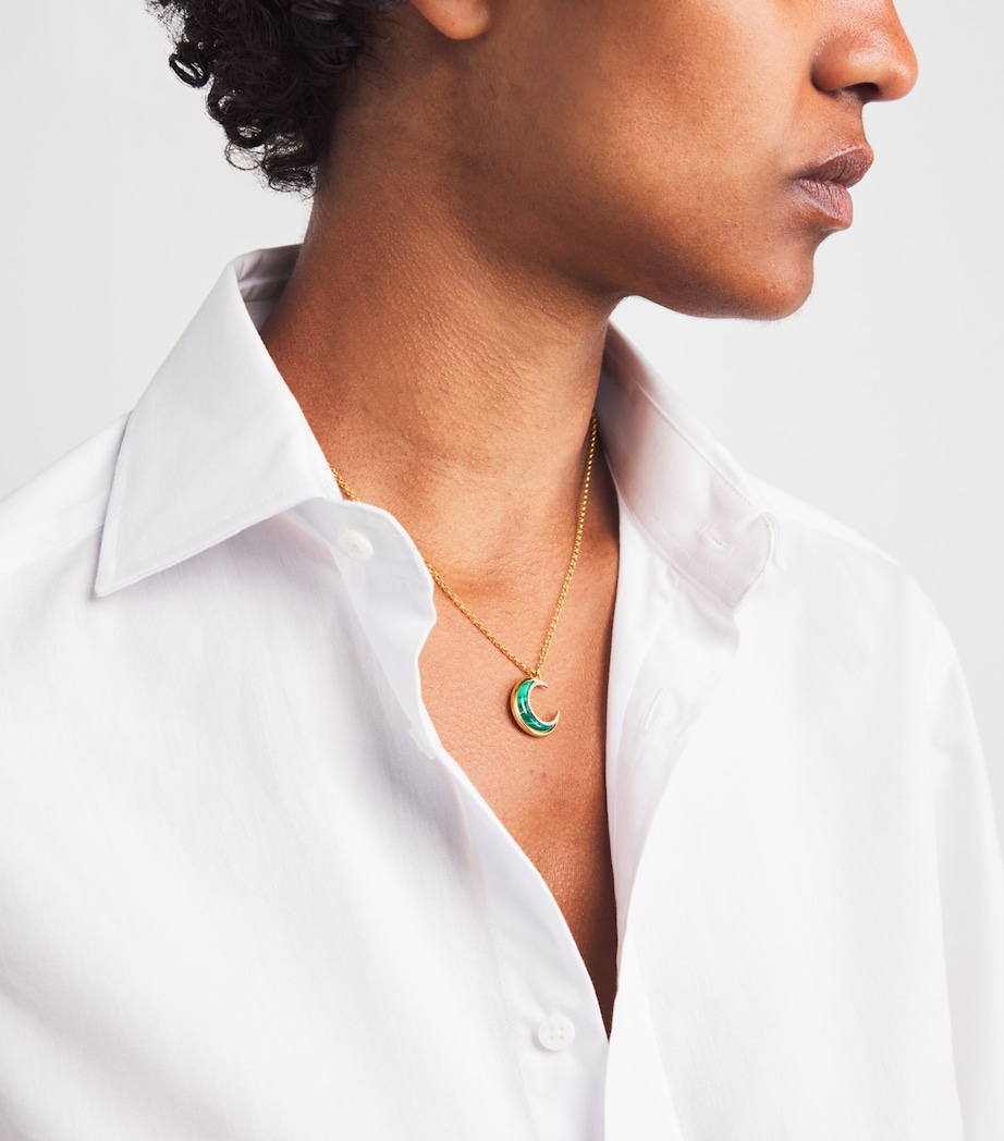 Yellow Gold, Diamond and Malachite Bloop Moon N*93 Necklace YELLOW GOLD Image 4