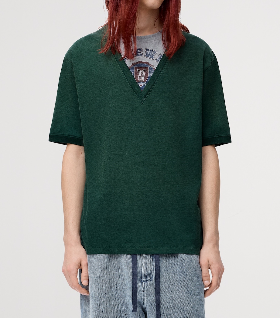 Layered Logo-Print T-Shirt GREEN/GREY Image 4