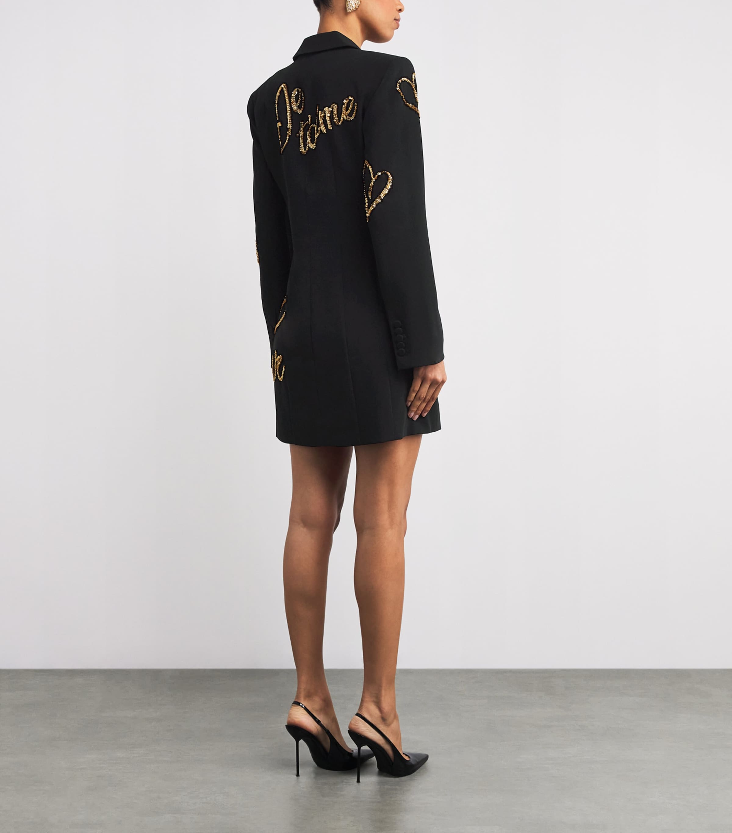 Sequin Loveletter Joel Blazer Mini Dress BLACK/GOLD Image 3