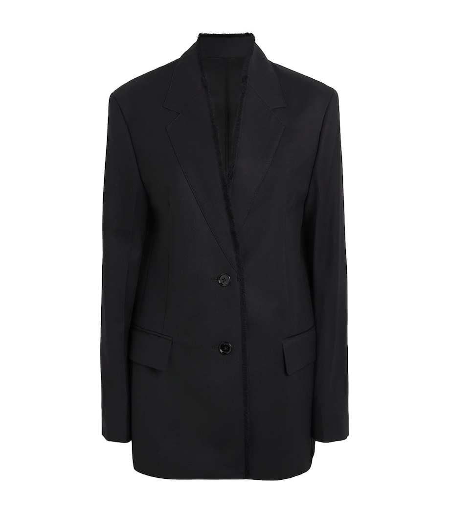 Wool Raw-Lapel Blazer 001 BLACK Image 1