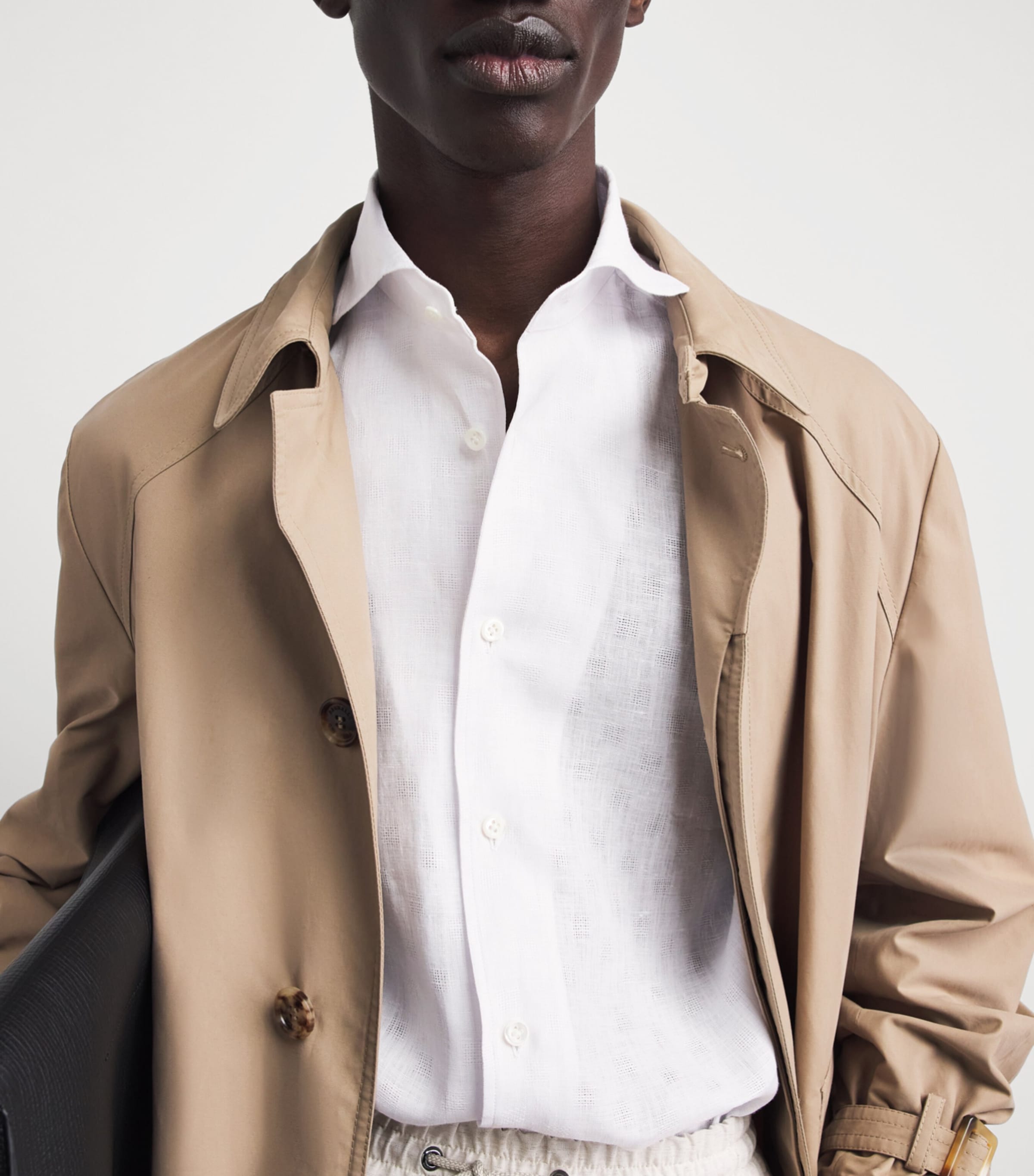 Pal Zileri Mens Linen Jacquard Shirt White Image 3