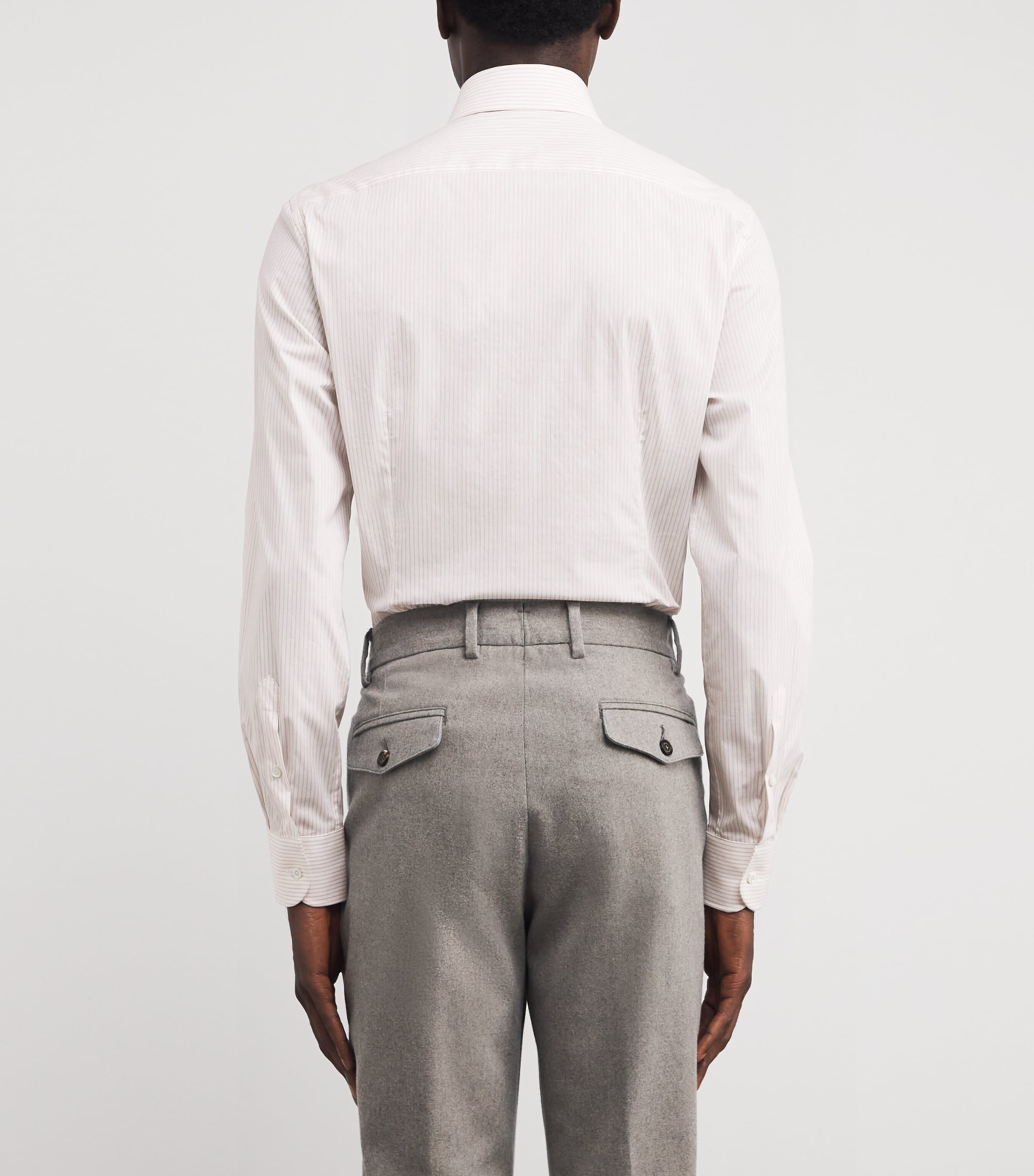 Cotton Stripe Long-Sleeve Shirt NATURAL / BEIGE 033 Image 4