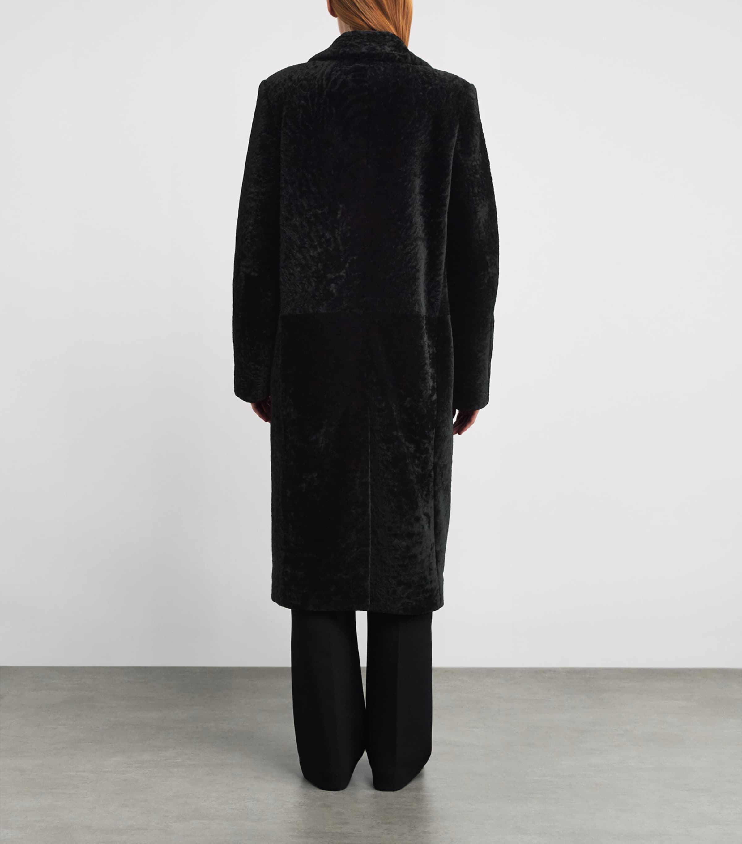 Shearling Trench Coat 001 BLACK Image 4