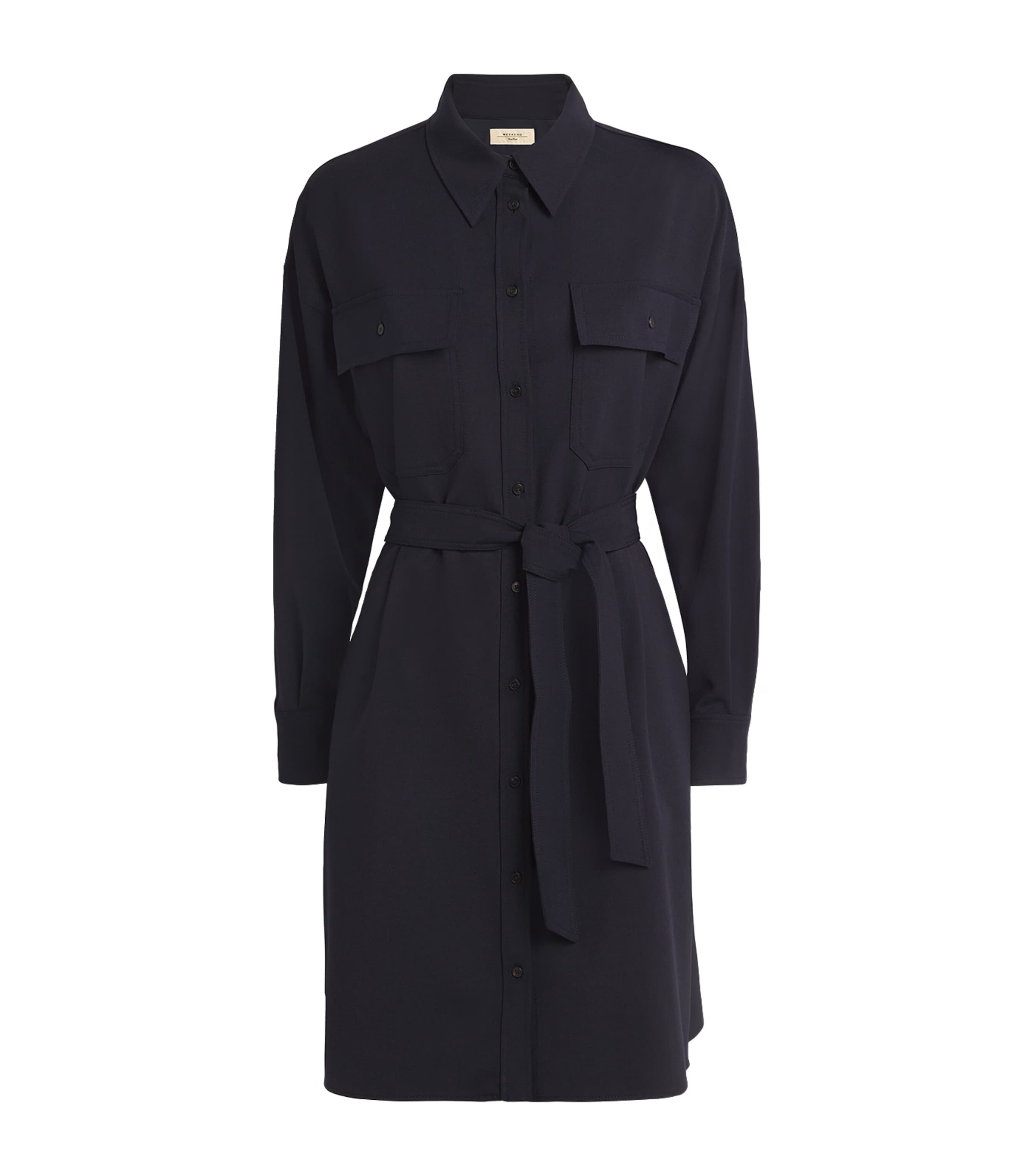 Belted Mini Shirt Dress NAVY Image 1