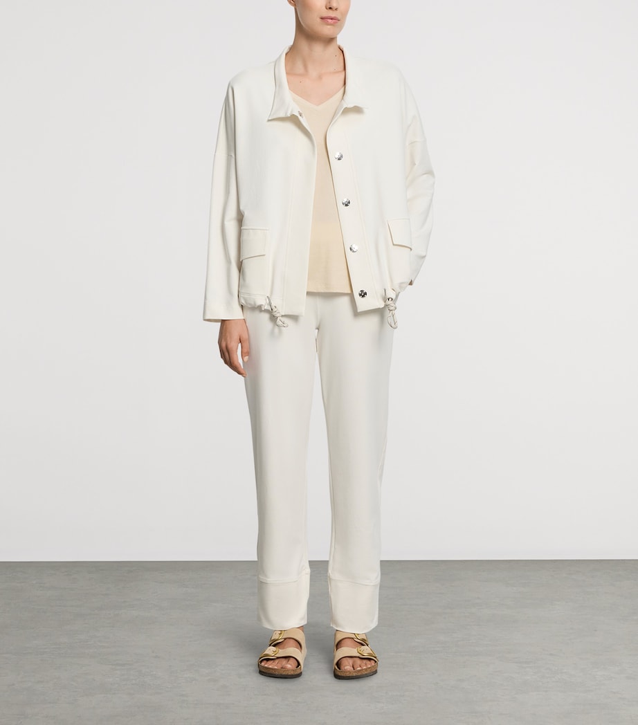 Hanro Womens Stretch-Cotton Easy Living Jacket Misty White Image 4