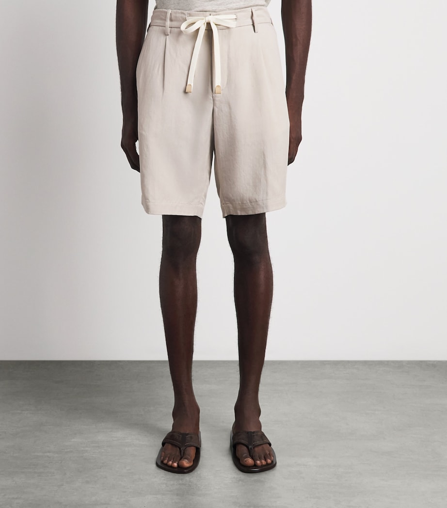 Eleventy Mens Linen Drawstring Bermuda Shorts Sabbia Image 3