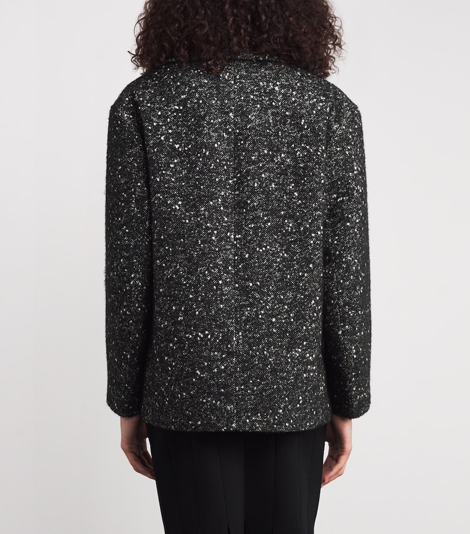 Wool Tweed Donegal Agar Coat BLACK Image 4