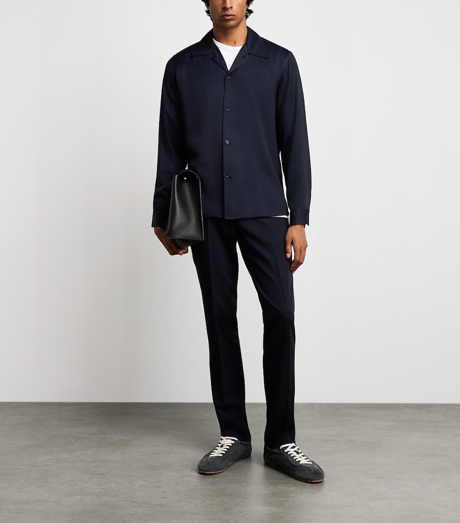 Sandro Paris Mens Notched-Collar Shirt Midnight Blue Image 2