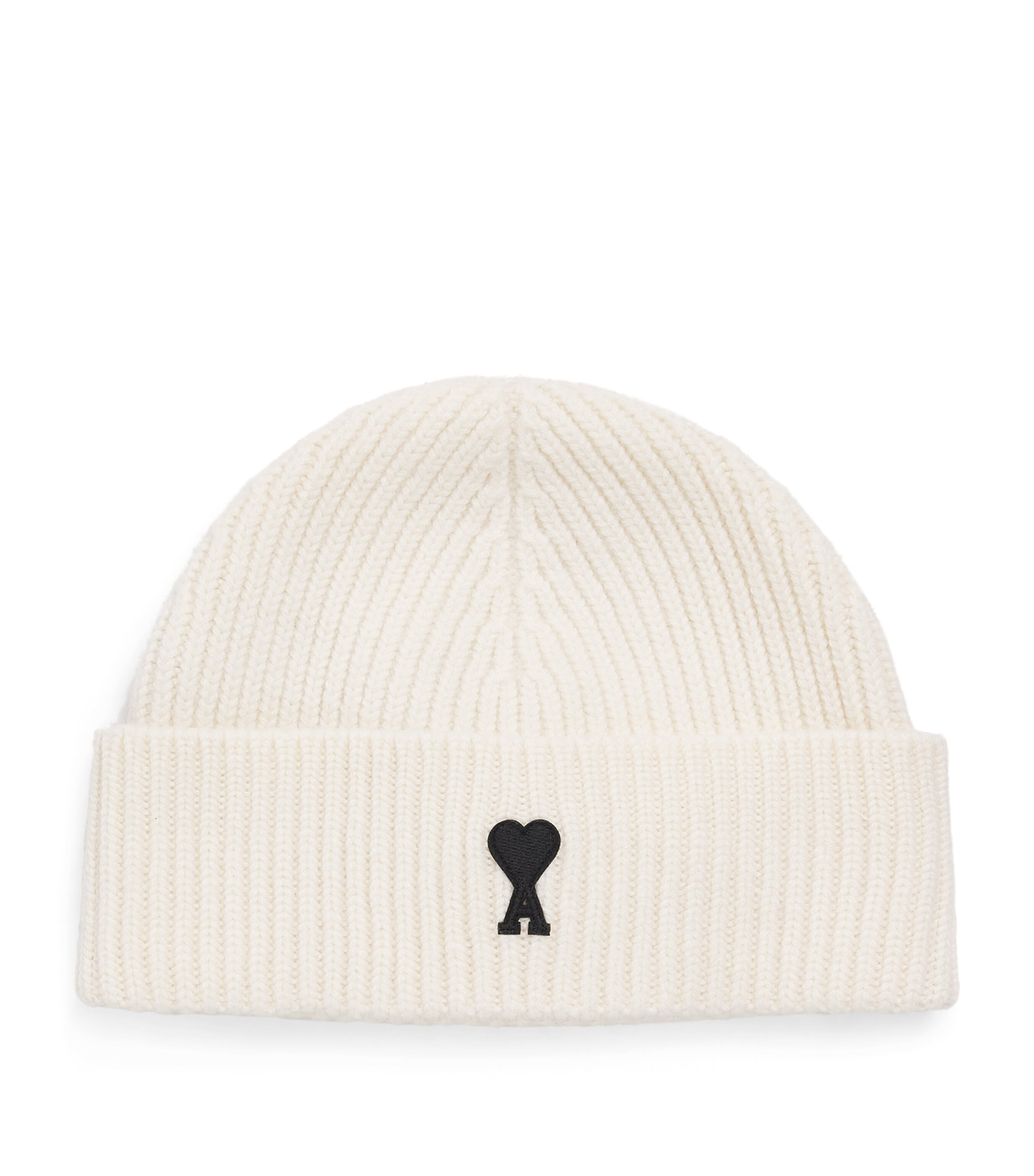 Ami Alexandre Mattiussi Merino Wool Logo Beanie In Neutral