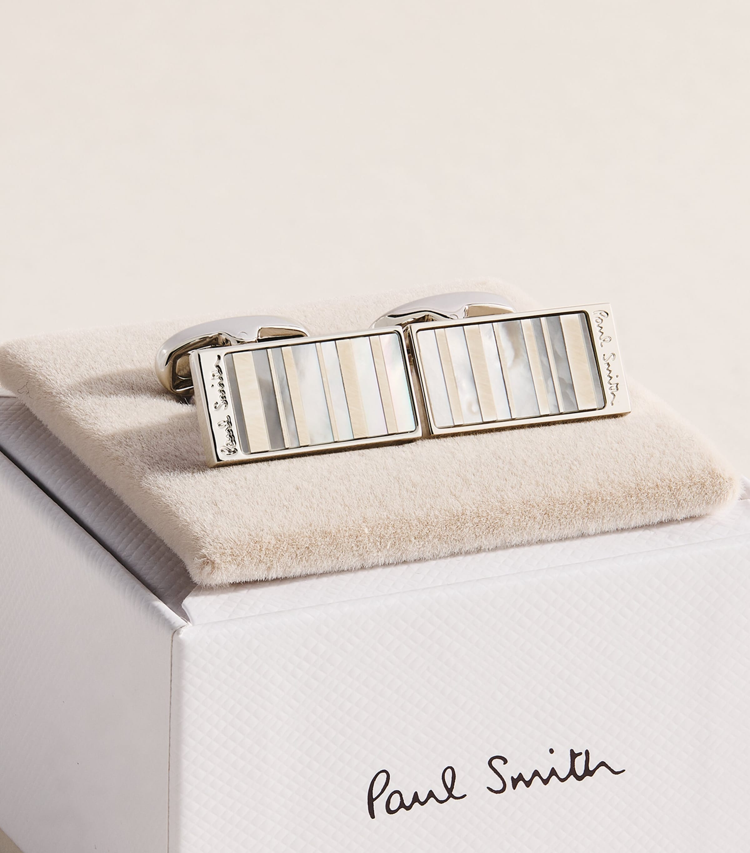 Paul Smith Mother-of-Pearl Stripe Cufflinks Image 3