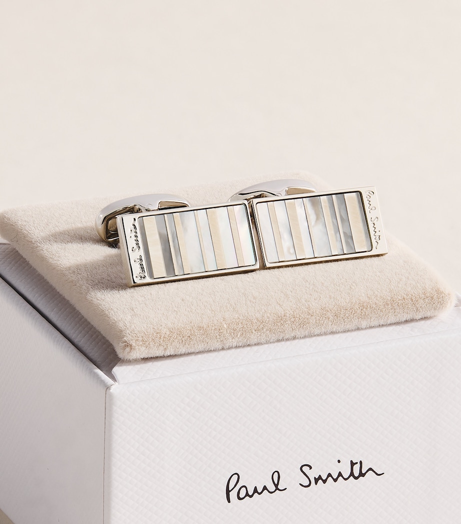 Paul Smith Mother-of-Pearl Stripe Cufflinks Image 3