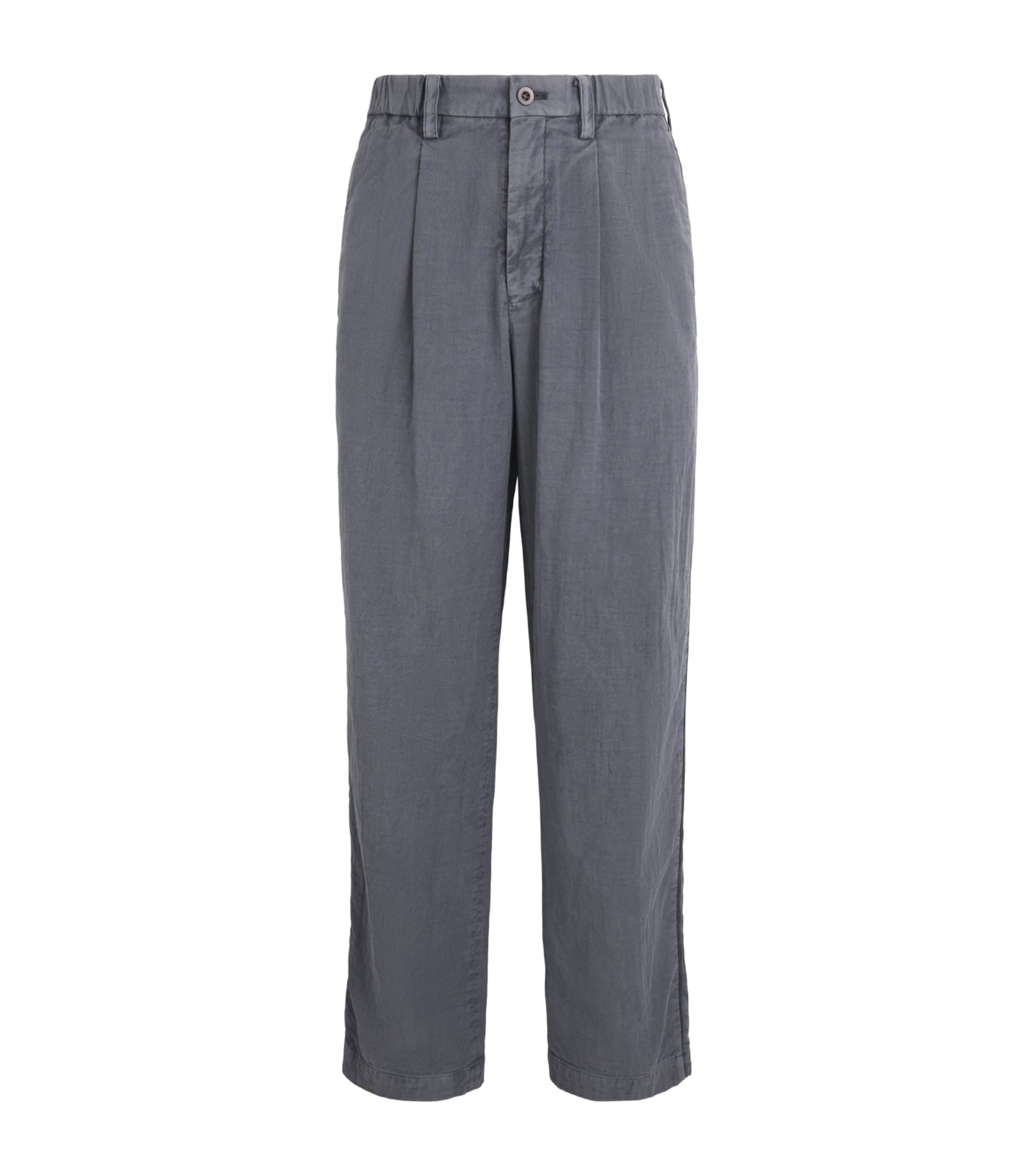 IM MEN Mens Cotton Pigment-Dyed Trousers Charcoal Gray Image 1