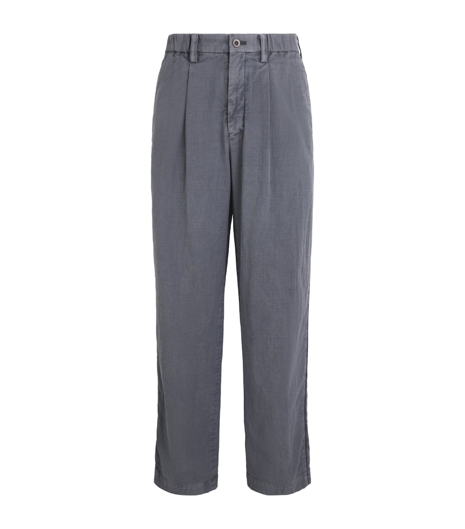 IM MEN Mens Cotton Pigment-Dyed Trousers Charcoal Gray Image 1