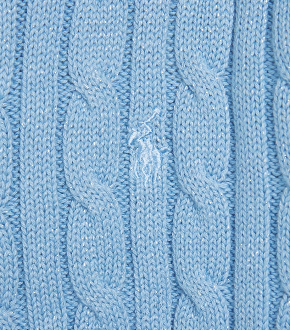 Ralph Lauren Kids Cotton-Blend Cable-Knit Sparkle Cardigan (2-6 Years) Blue Image 3