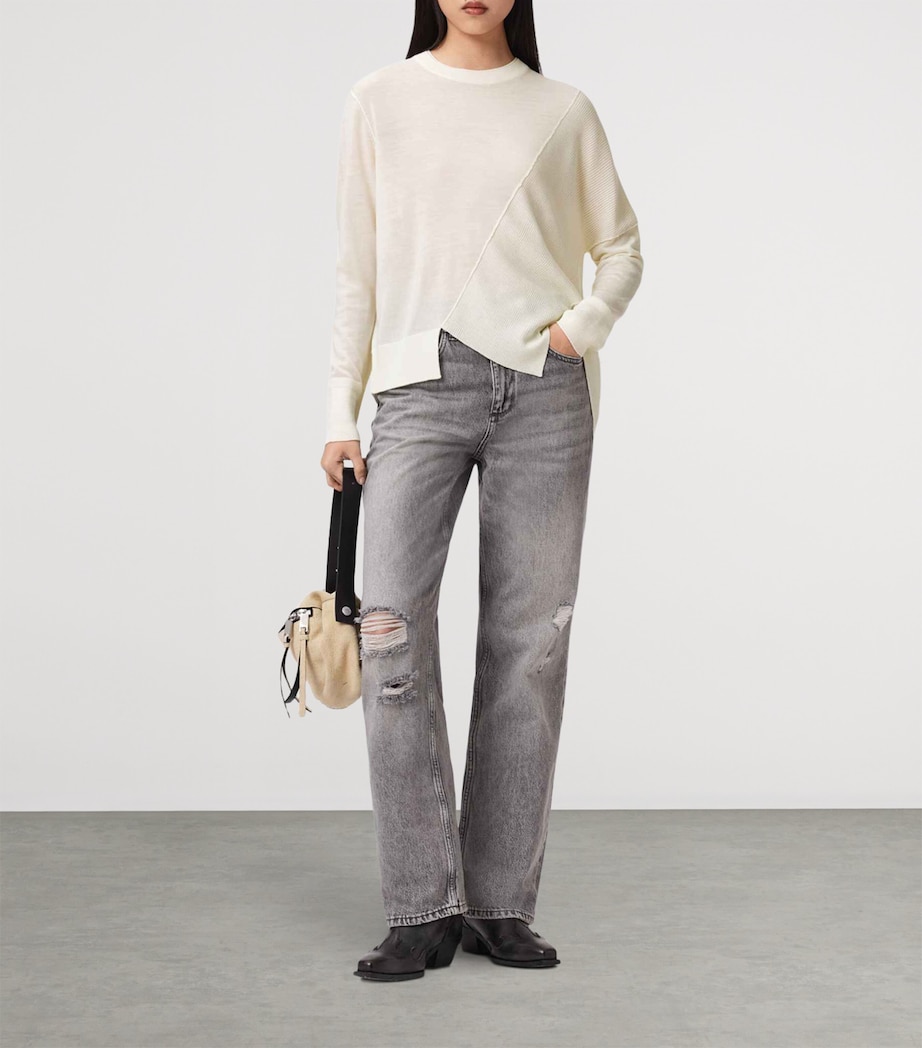 AllSaints Womens Wool Asymmetric Isla Sweater Chalk White Image 6