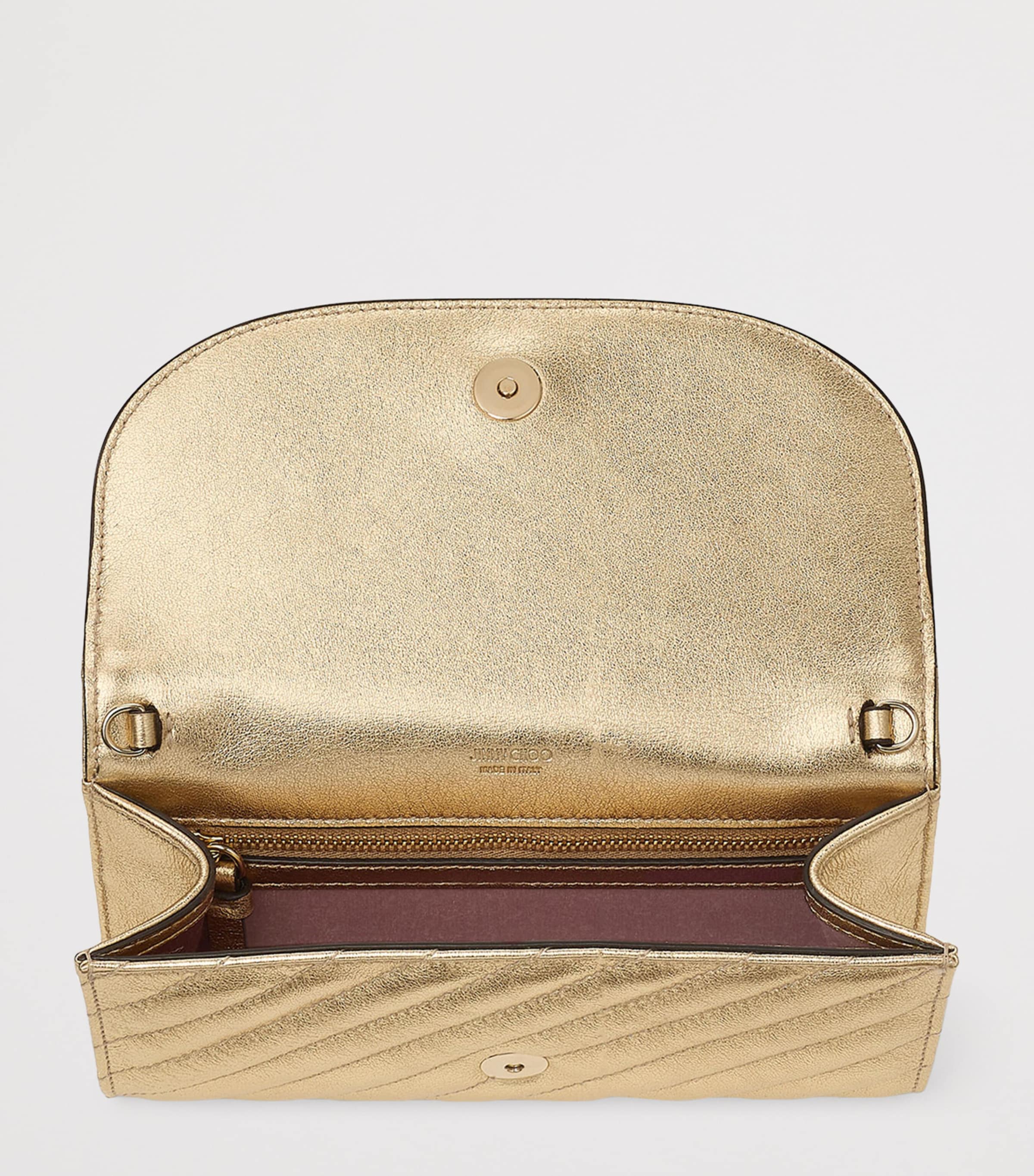 Jimmy★Choo(セールで衝撃価格)ゴージャスJCチェーンWallet/Gold Jimmy Choo Gold Leather Curve Chain Wallet | Harrods UK