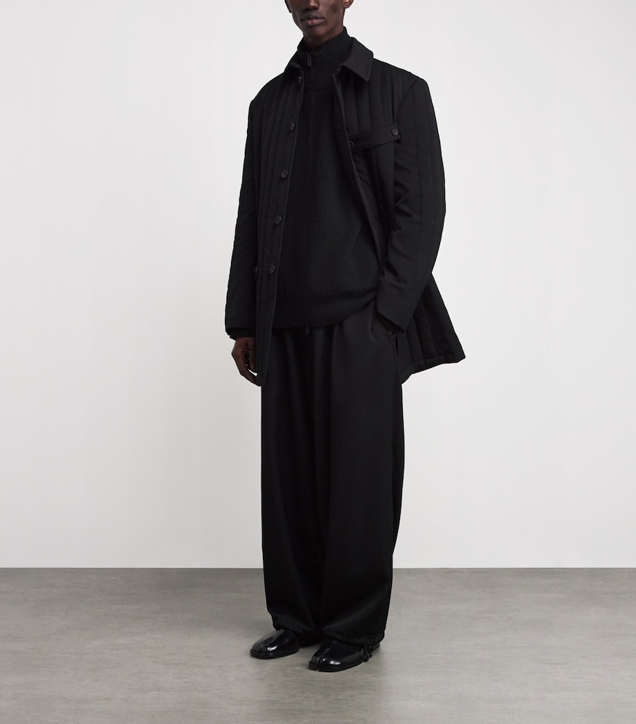 Wool Funnel-Neck Zip-Up Sweater BLACK Image 2