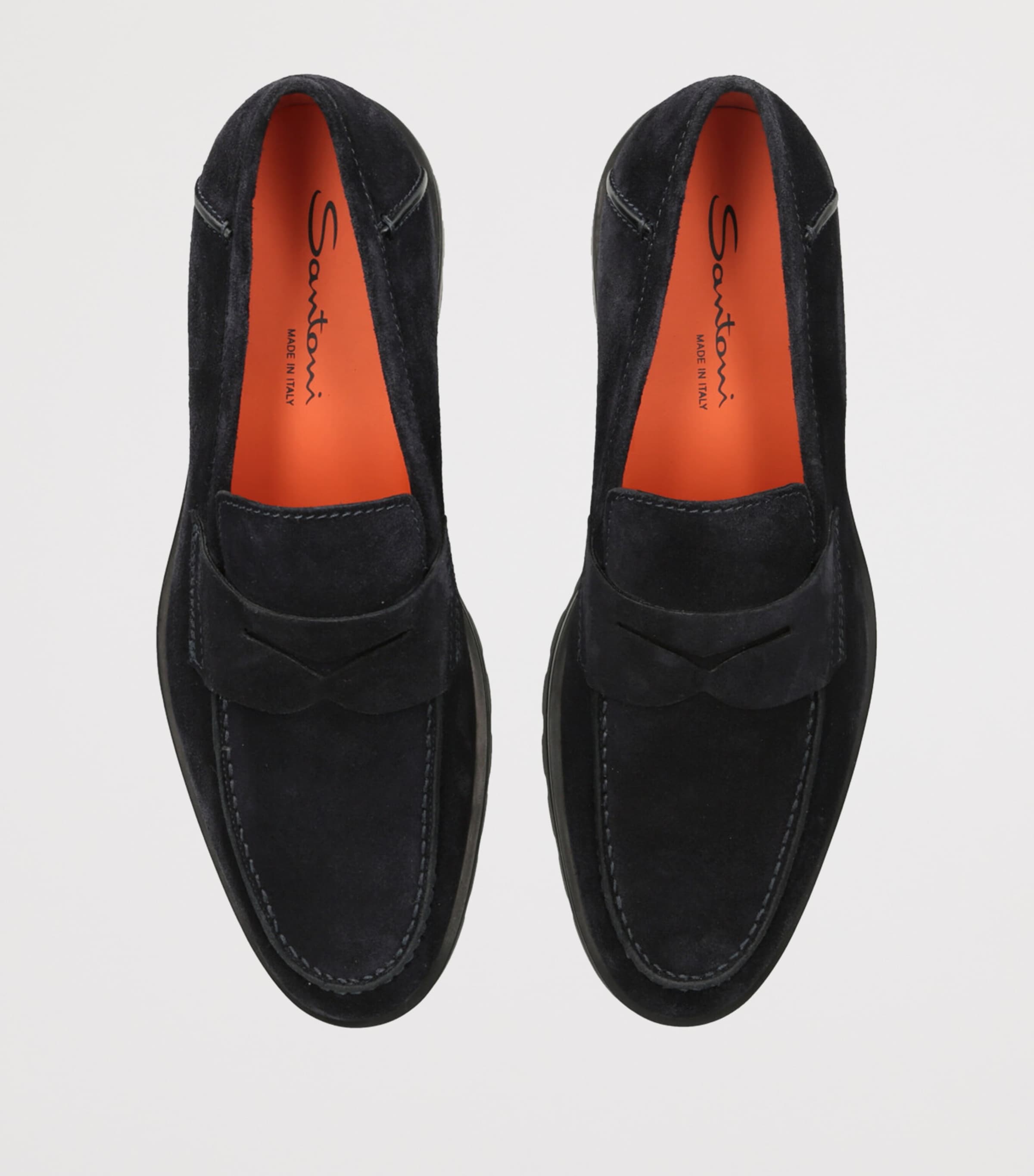 Santoni Suede Detroit Roccia Loafers Navy Image 4
