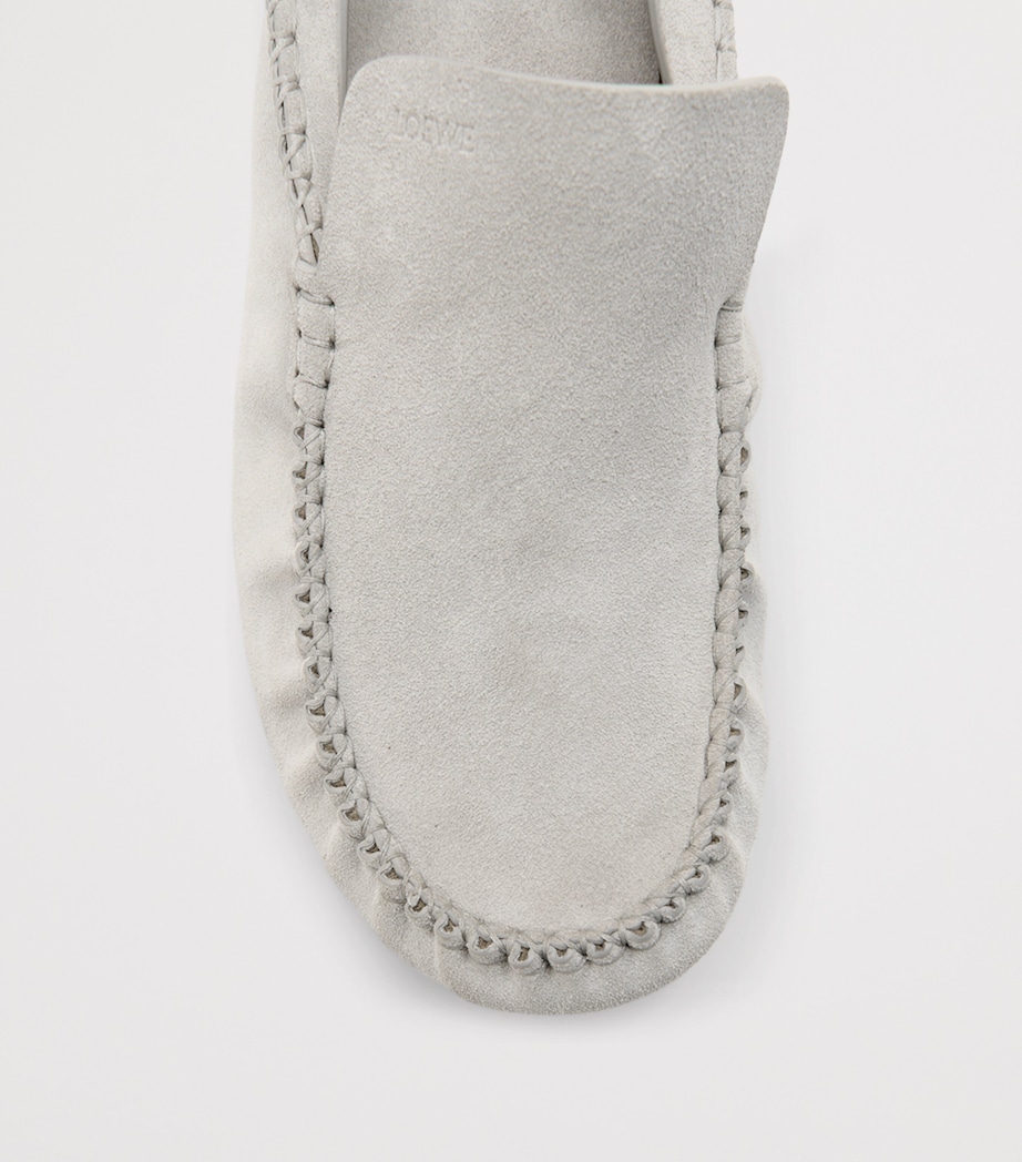 LOEWE Suede Rambla Loafers Light Grey Image 3