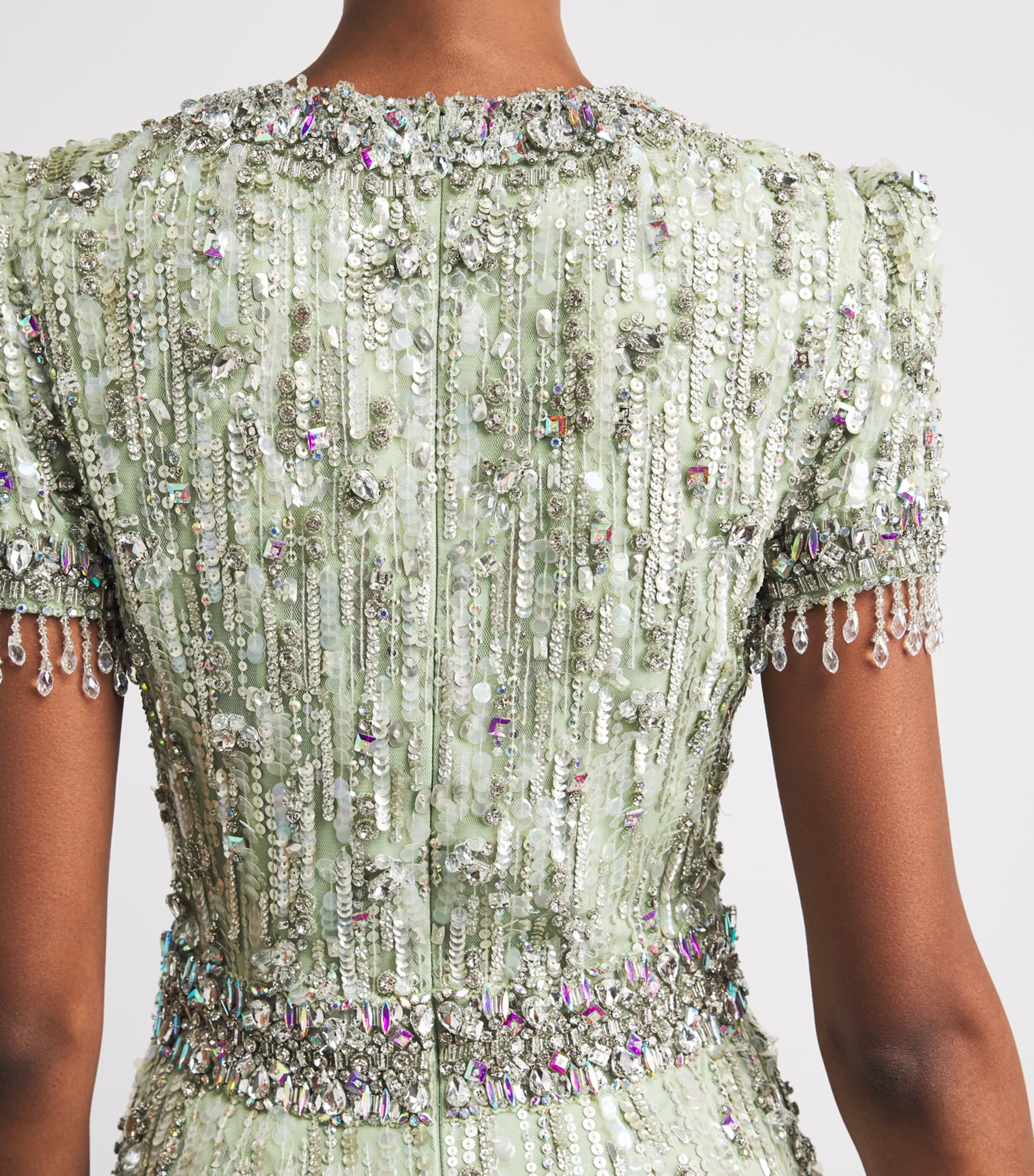 Jenny Packham Womens Tulle Embellished Roxy Gown Green Opal Image 5