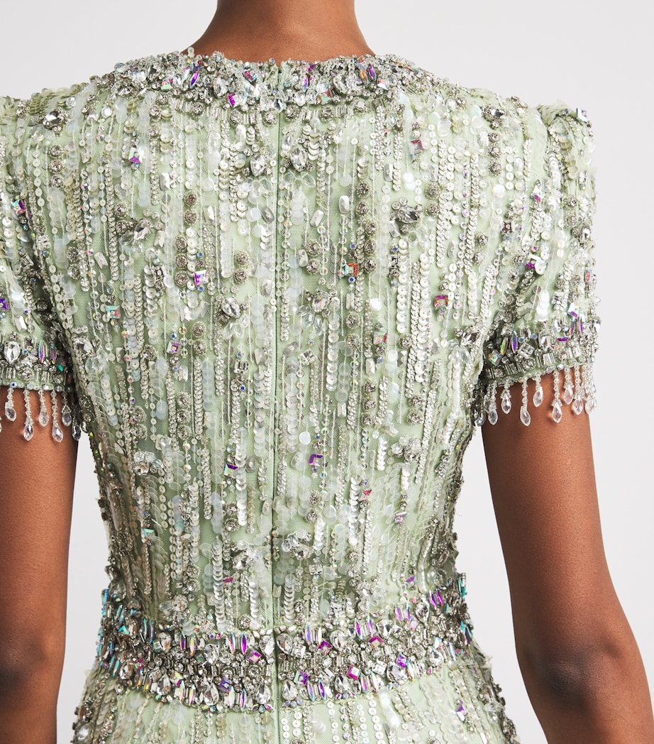 Jenny Packham Womens Tulle Embellished Roxy Gown Green Opal Image 5