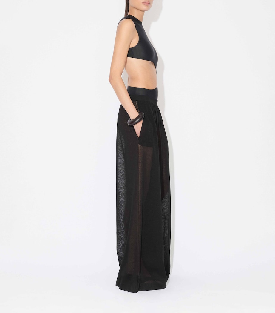 Linen-Silk Wide-Leg Trousers NOIR ALAIA Image 4