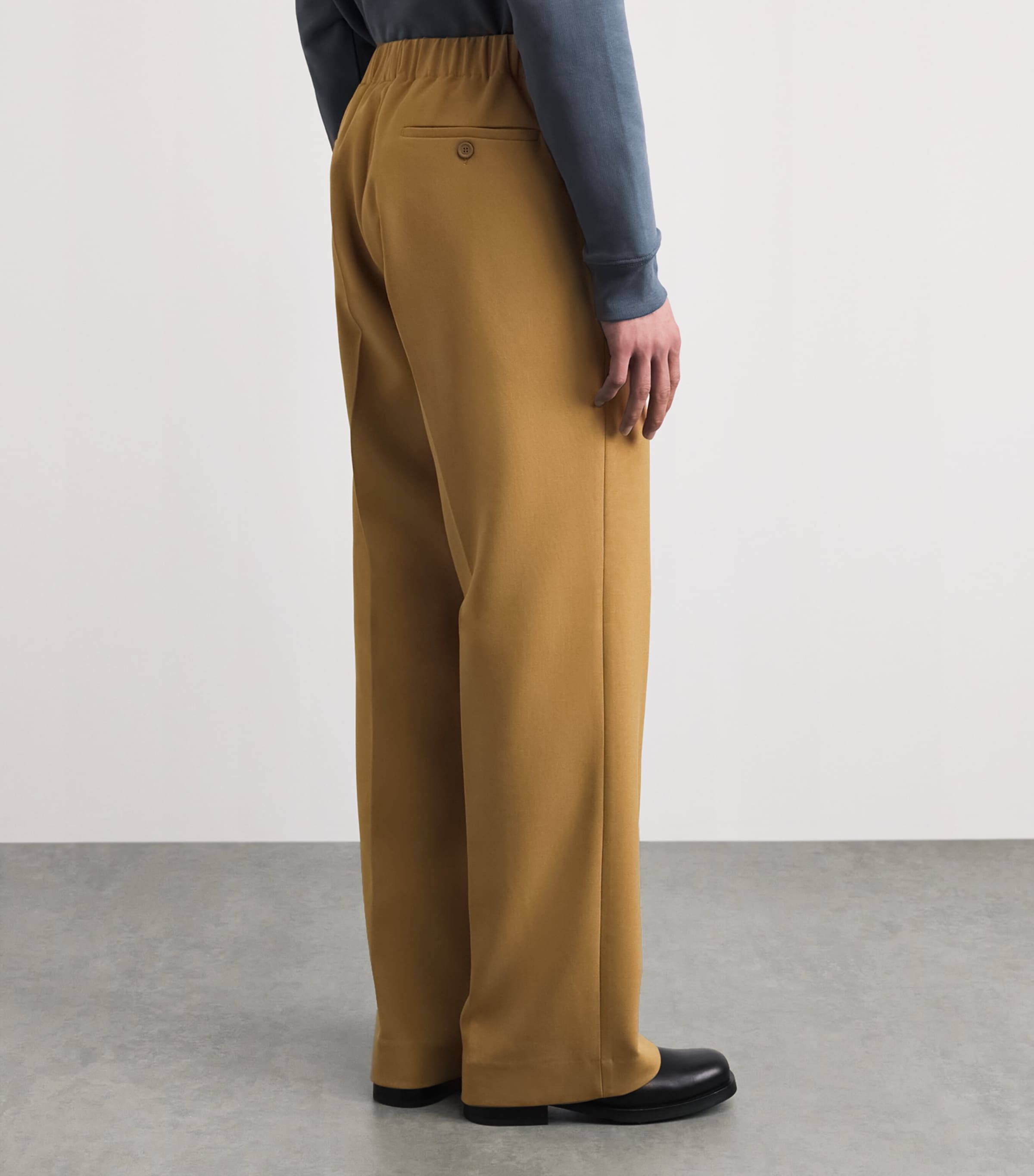 Sandro Paris Mens Jersey Wide-Leg Trousers Nut Image 5
