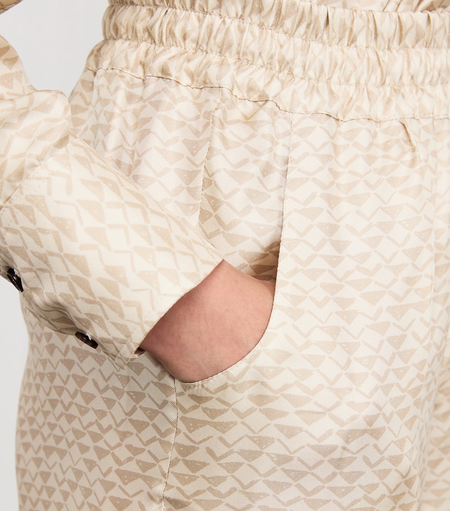 Silk Printed Wide-Leg Trousers CREAM WHITE/BEIGE Image 6