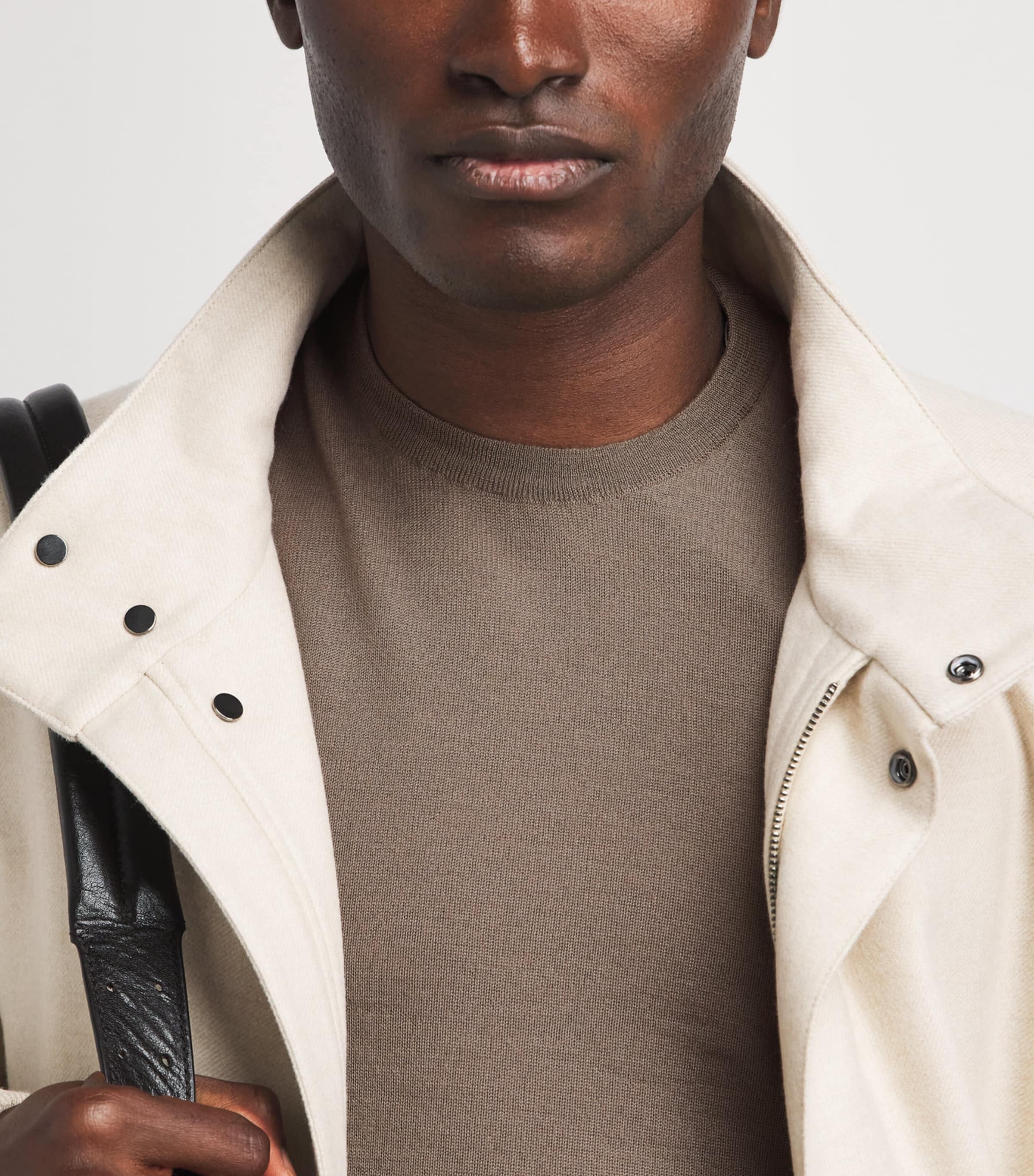 Colombo Mens Cashmere T-Shirt Brown Image 3