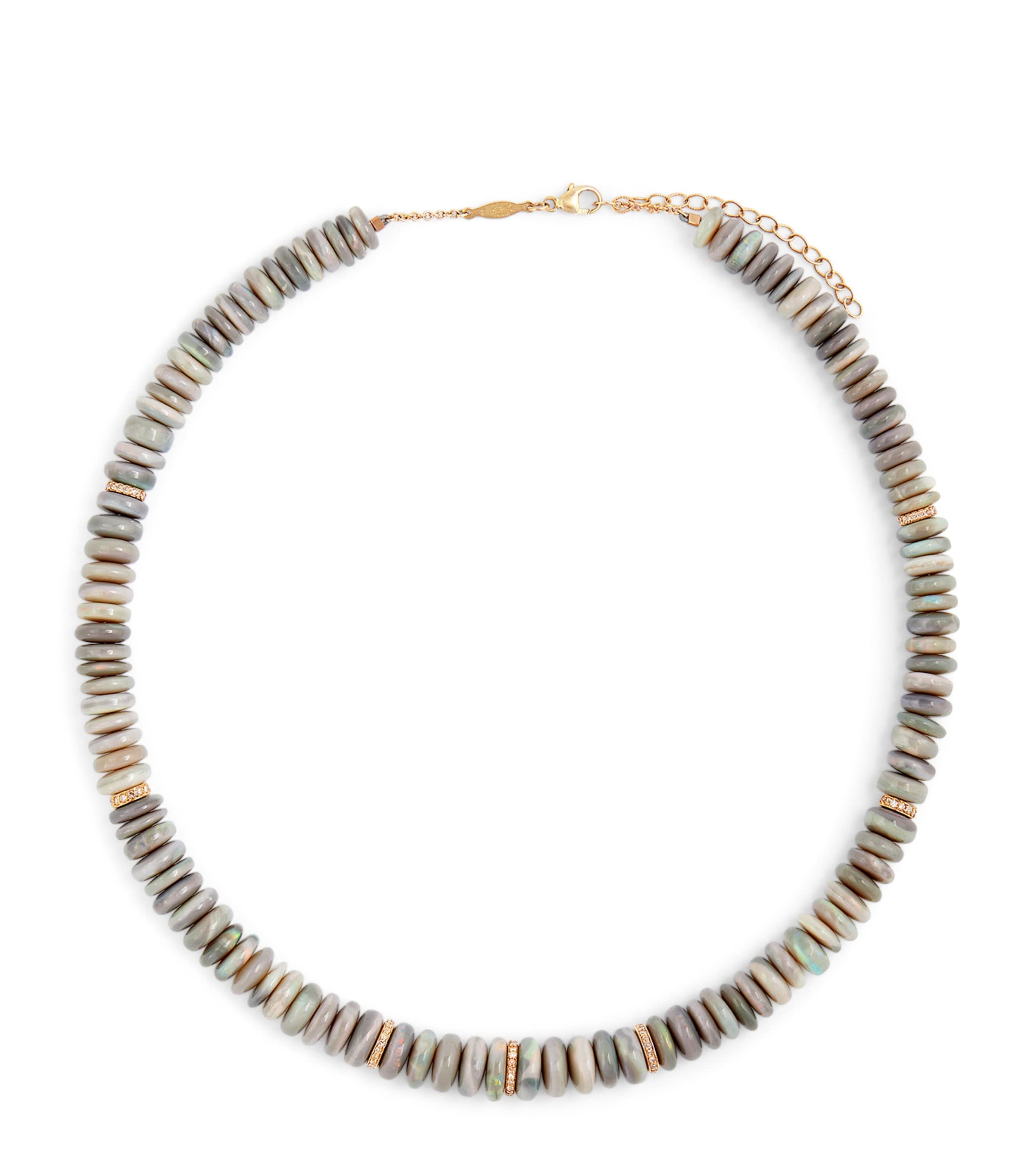 Jacquie Aiche Yellow Gold, Diamond And Opal Graduated Beaded Necklace In Gold
