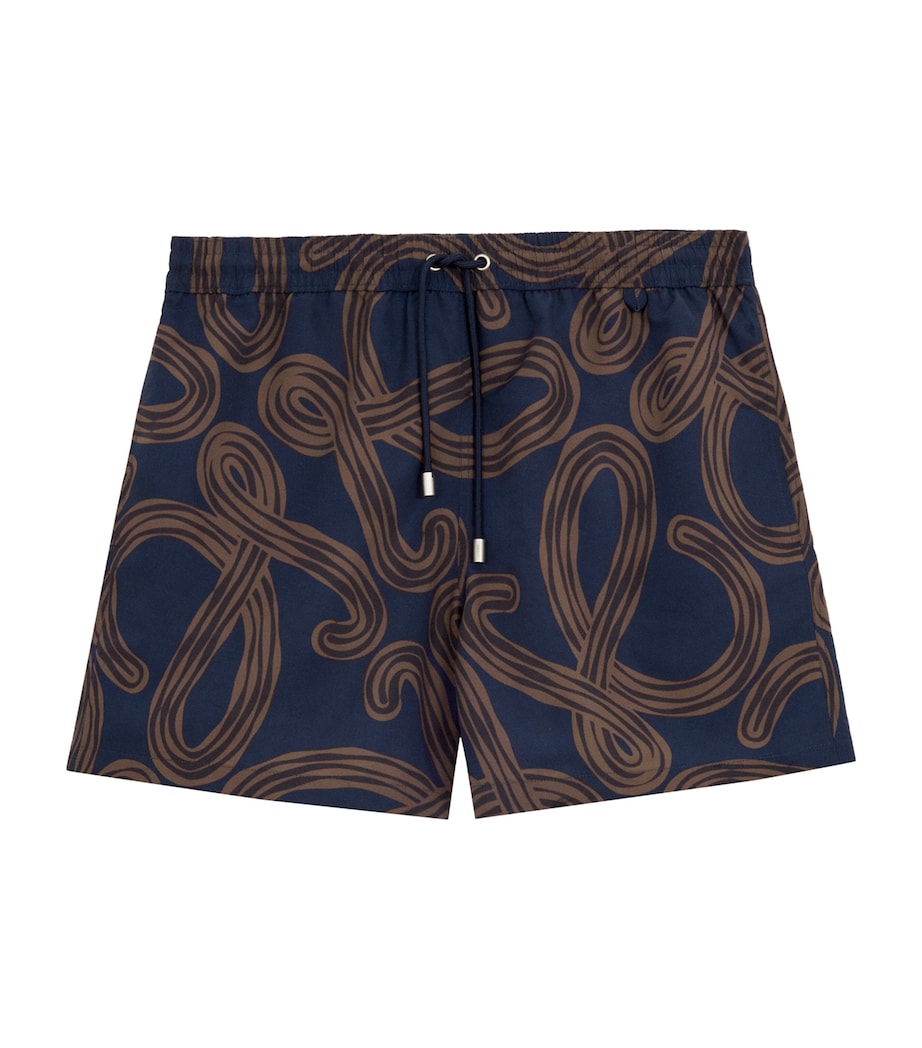 LOEWE Mens x Paula’s Ibiza Anagram Swim Shorts Navy/brown Image 1