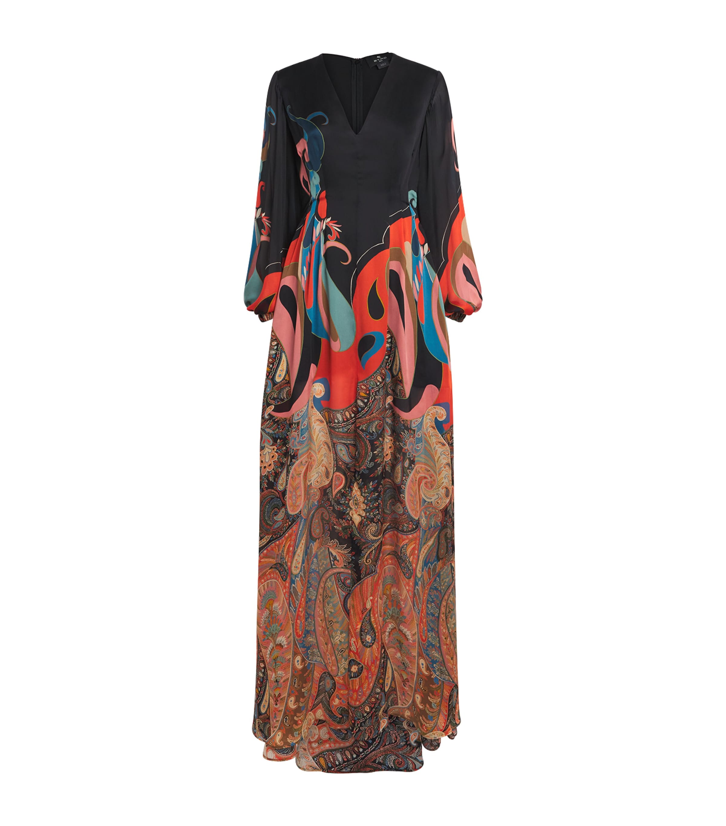 Etro Womens Silk Paisley Maxi Dress Black Print Image 1